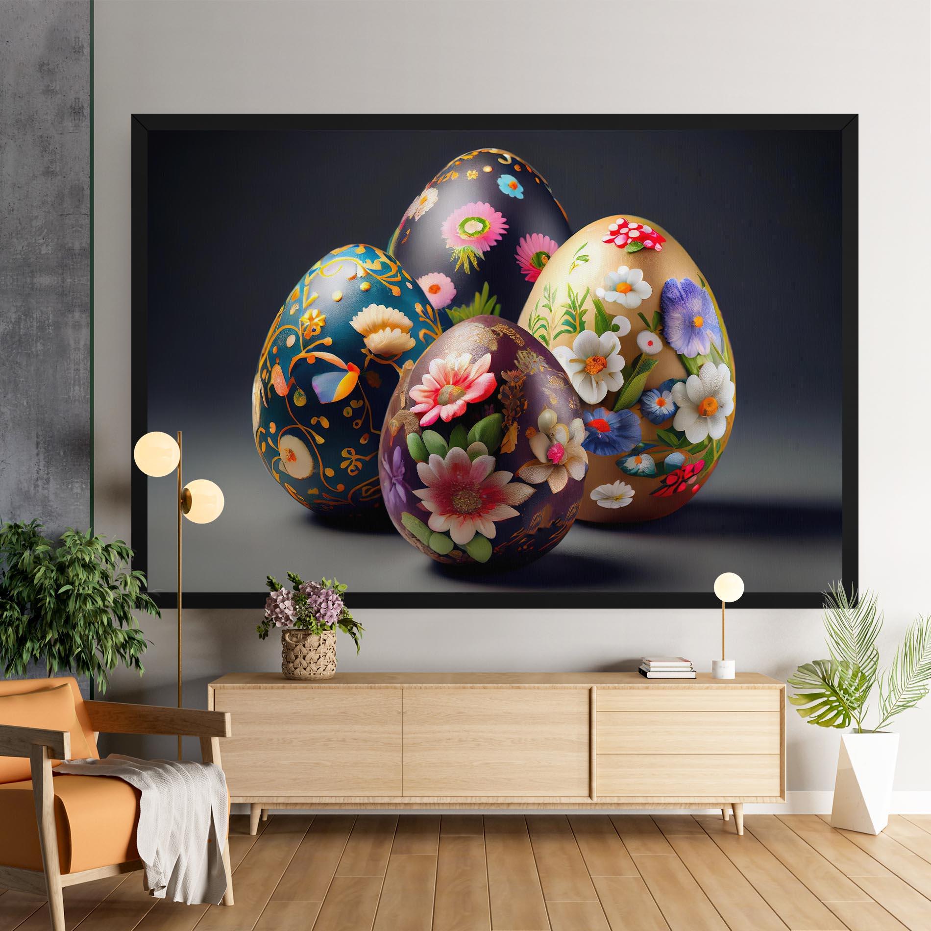 Leinwandbild Easter Egs Flowers mockup 9