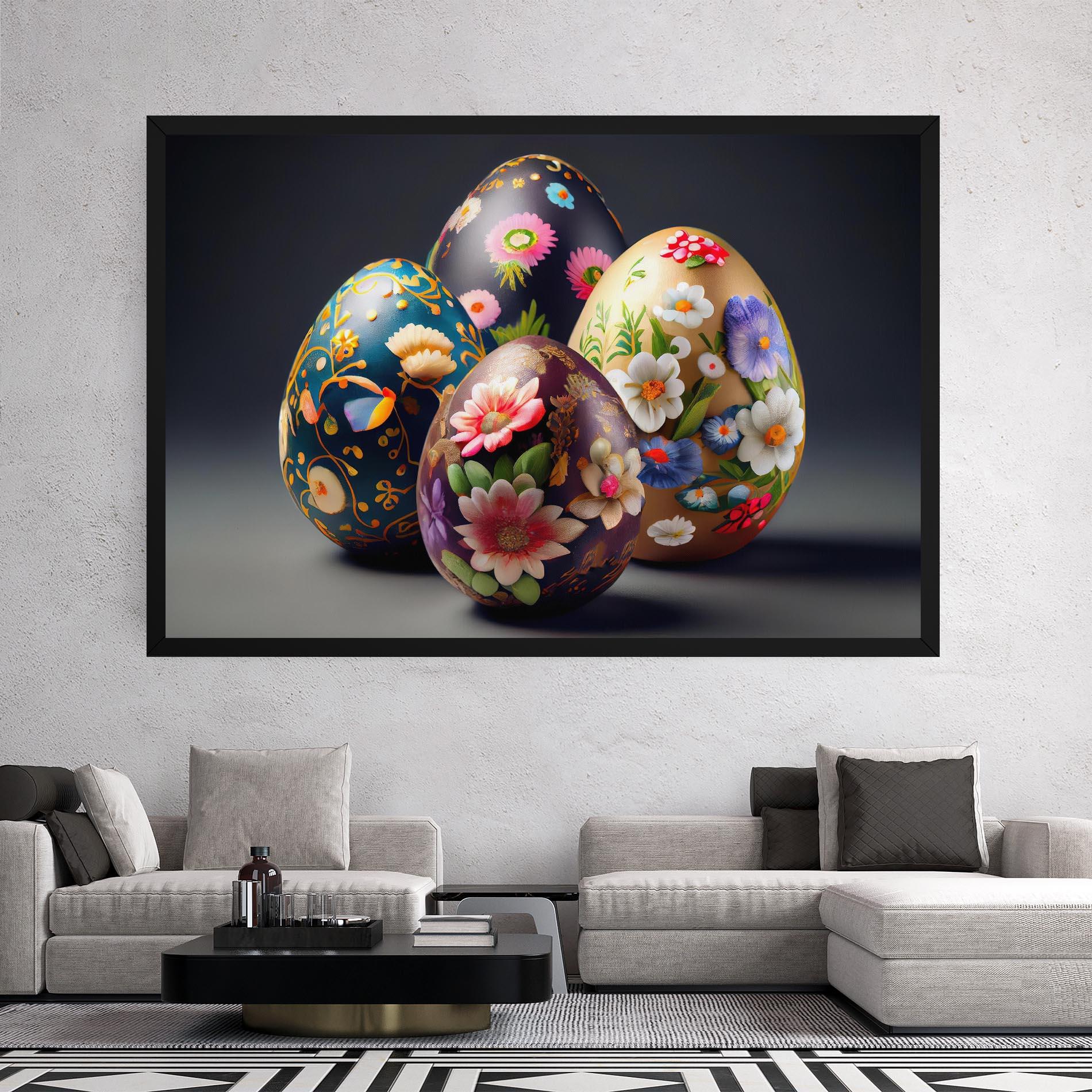 Leinwandbild Easter Egs Flowers mockup 2