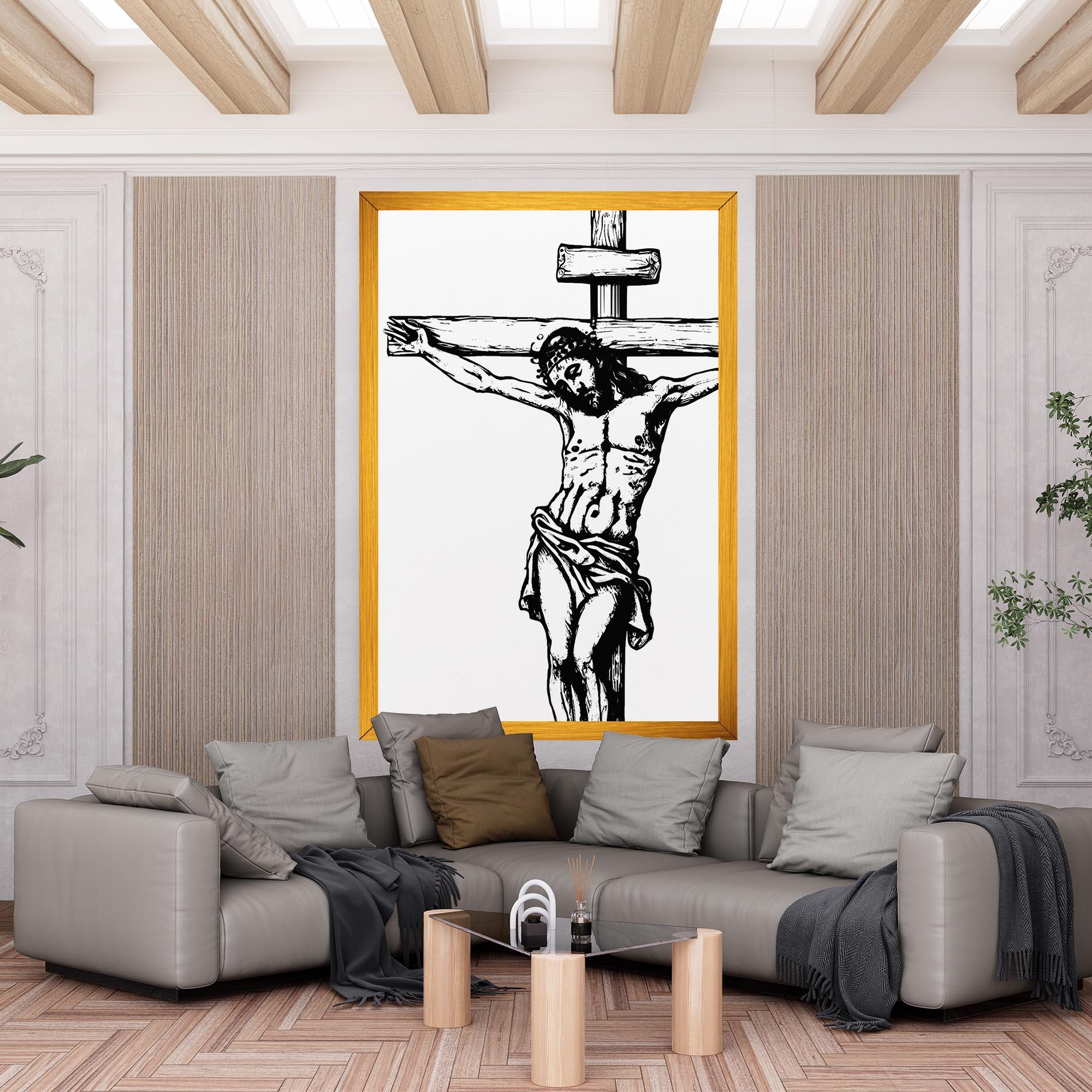 Leinwandbild Jesus Black Line mockup 6