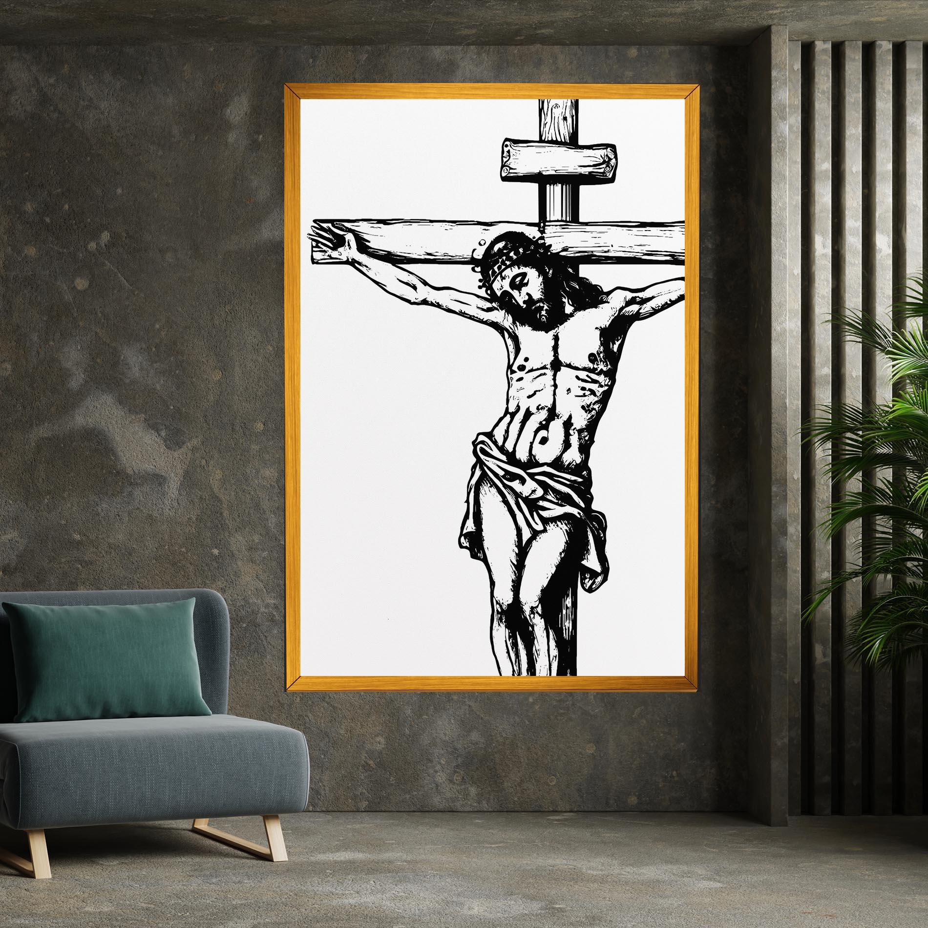 Leinwandbild Jesus Black Line mockup 7