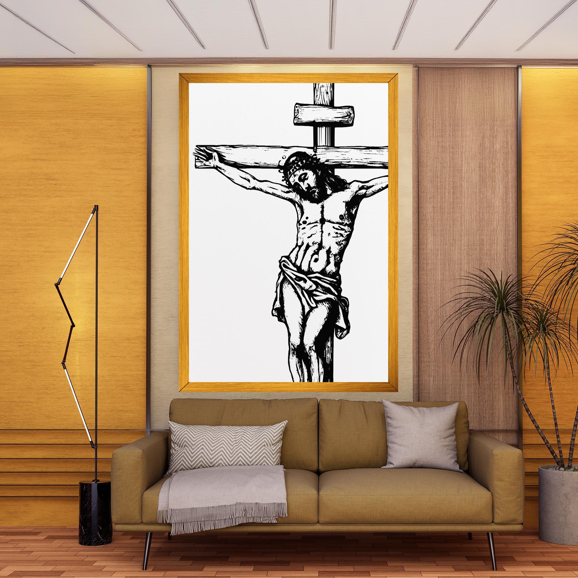 Leinwandbild Jesus Black Line mockup 9