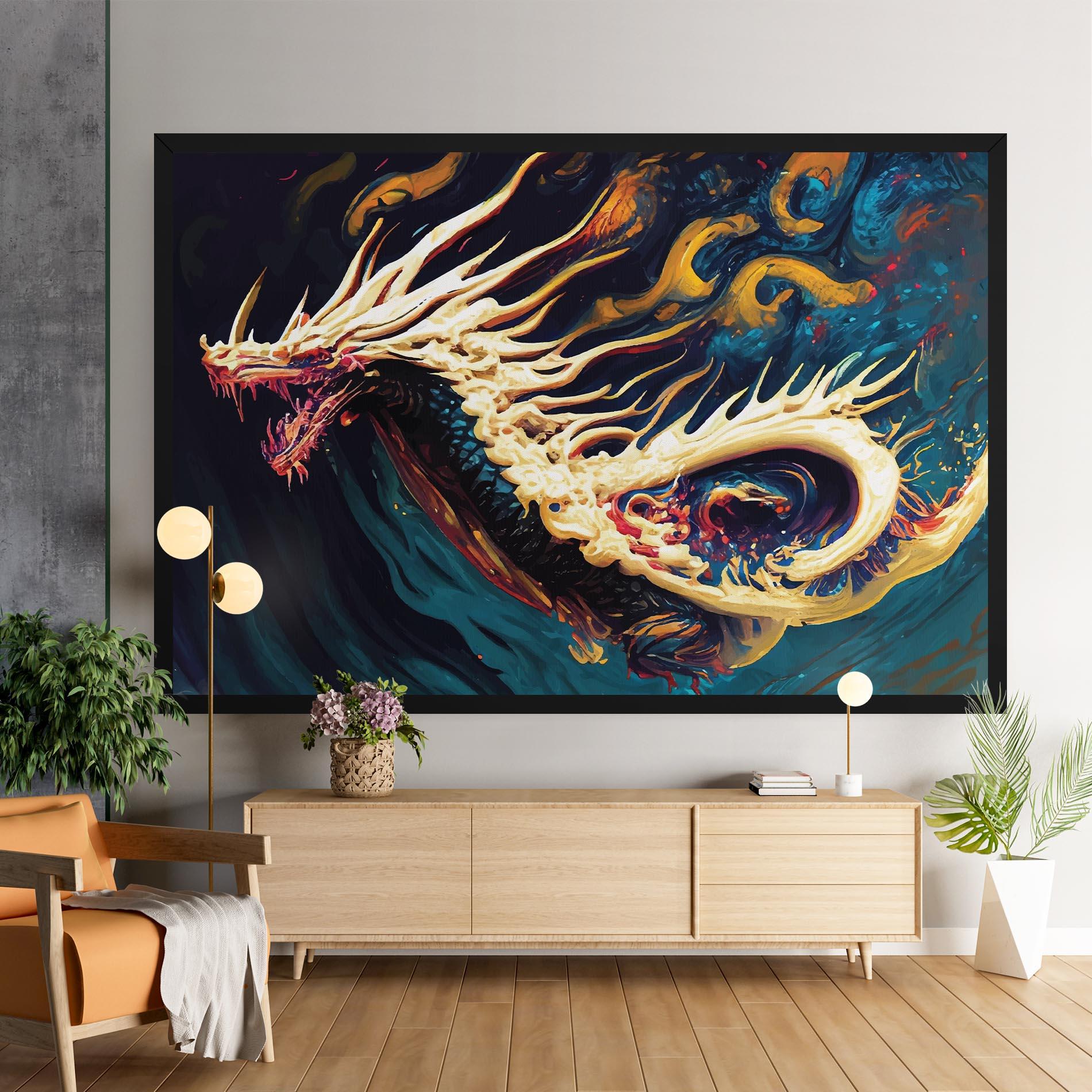 Leinwandbild Flying Acrylic Dragon mockup 9