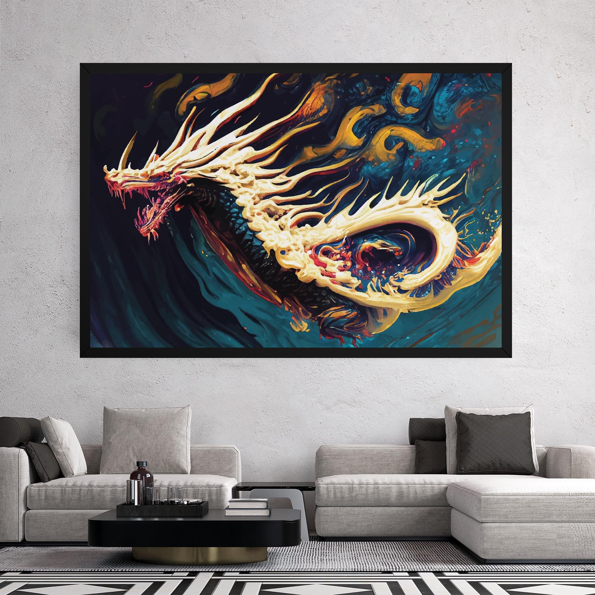 Leinwandbild Flying Acrylic Dragon mockup 2