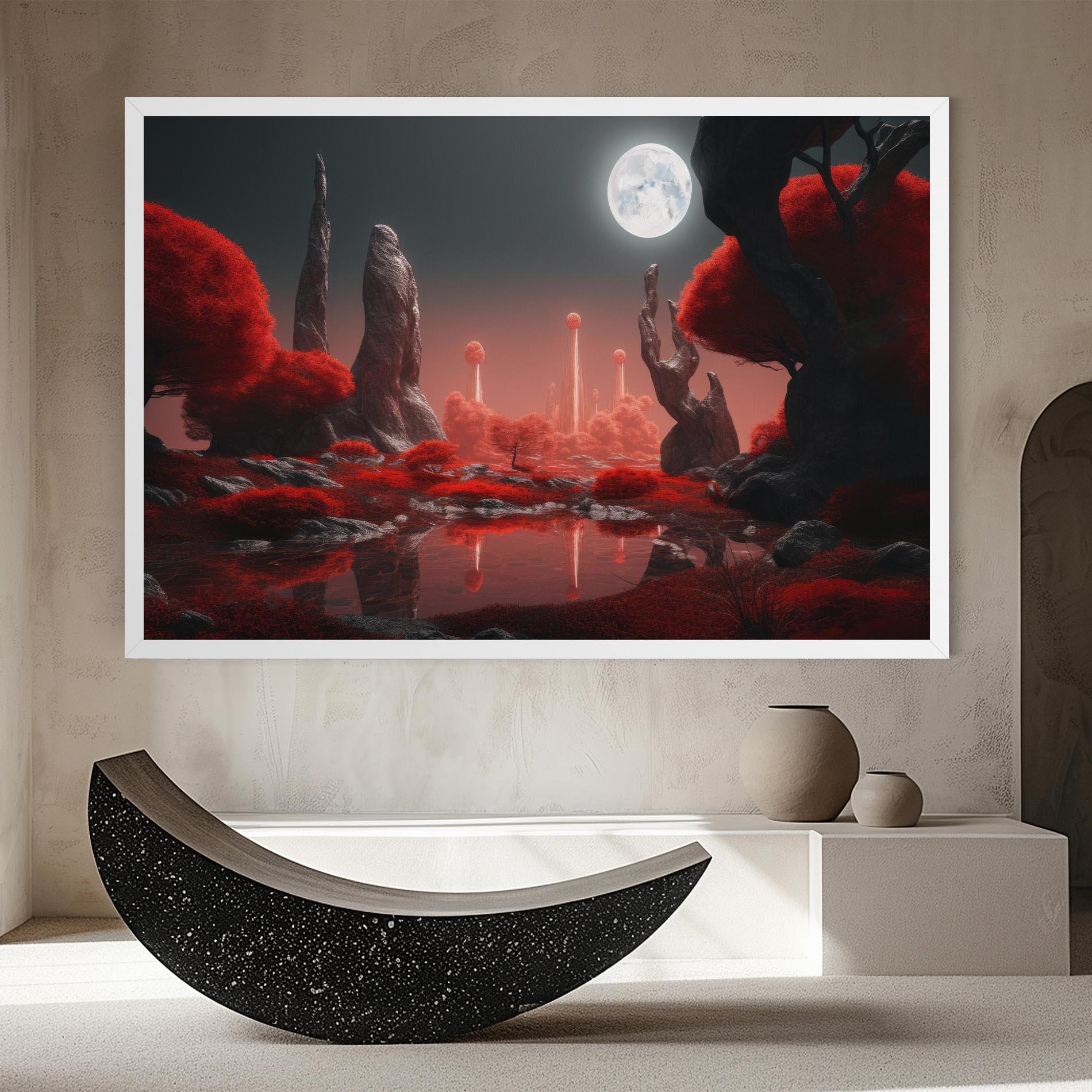 Leinwandbild Red Alien Trees mockup 8