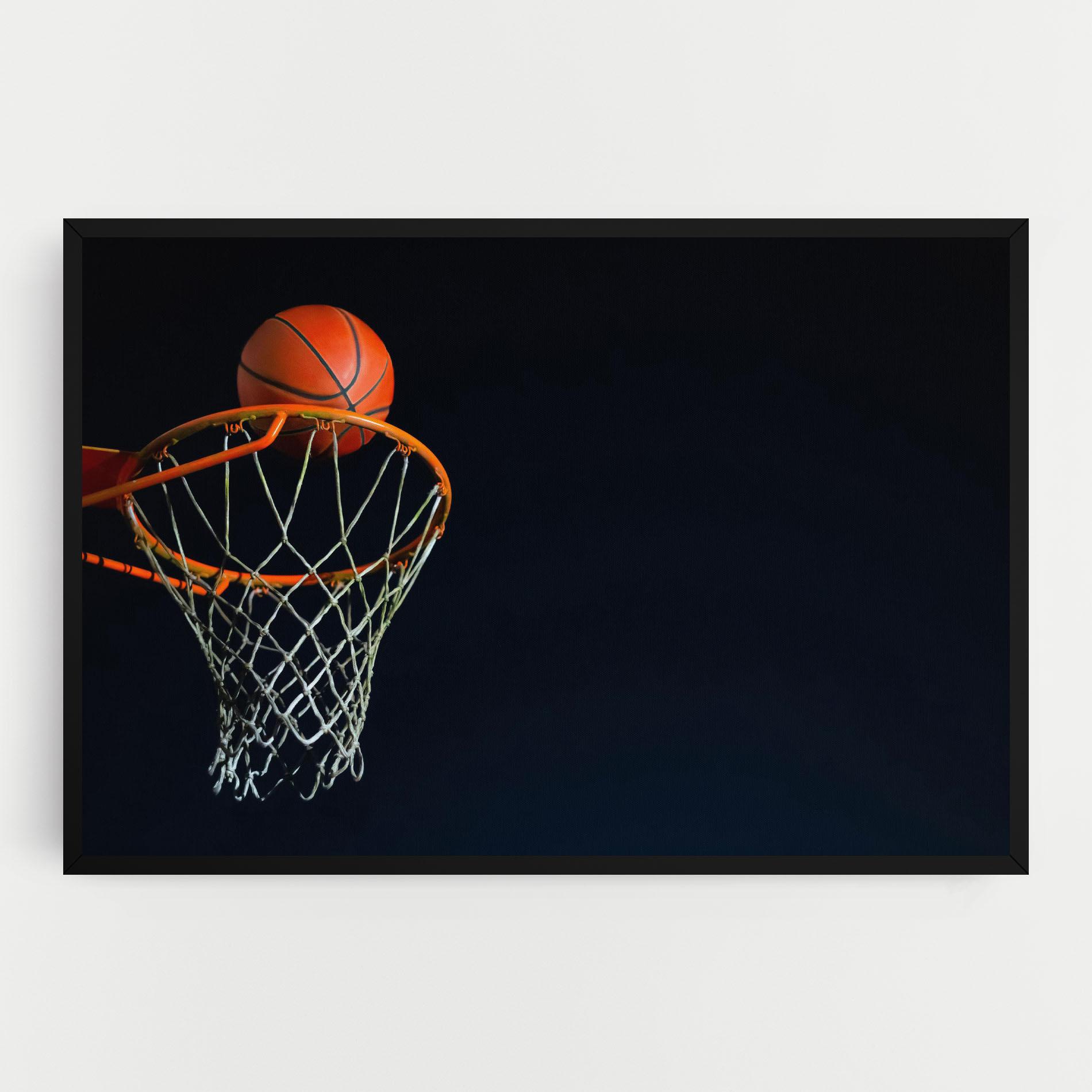 Leinwandbild Basketball Hoop On Black mockup 0