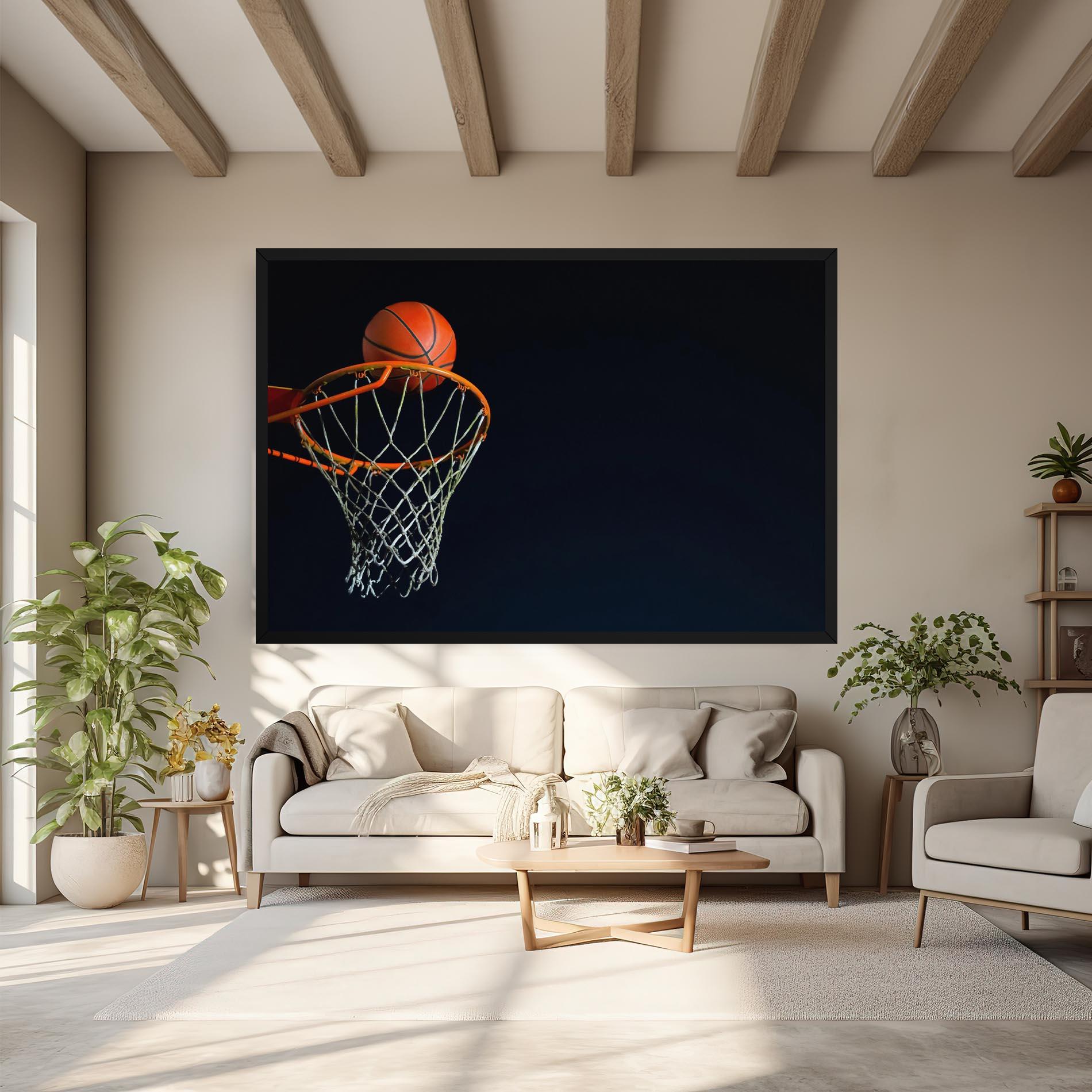 Leinwandbild Basketball Hoop On Black mockup 6
