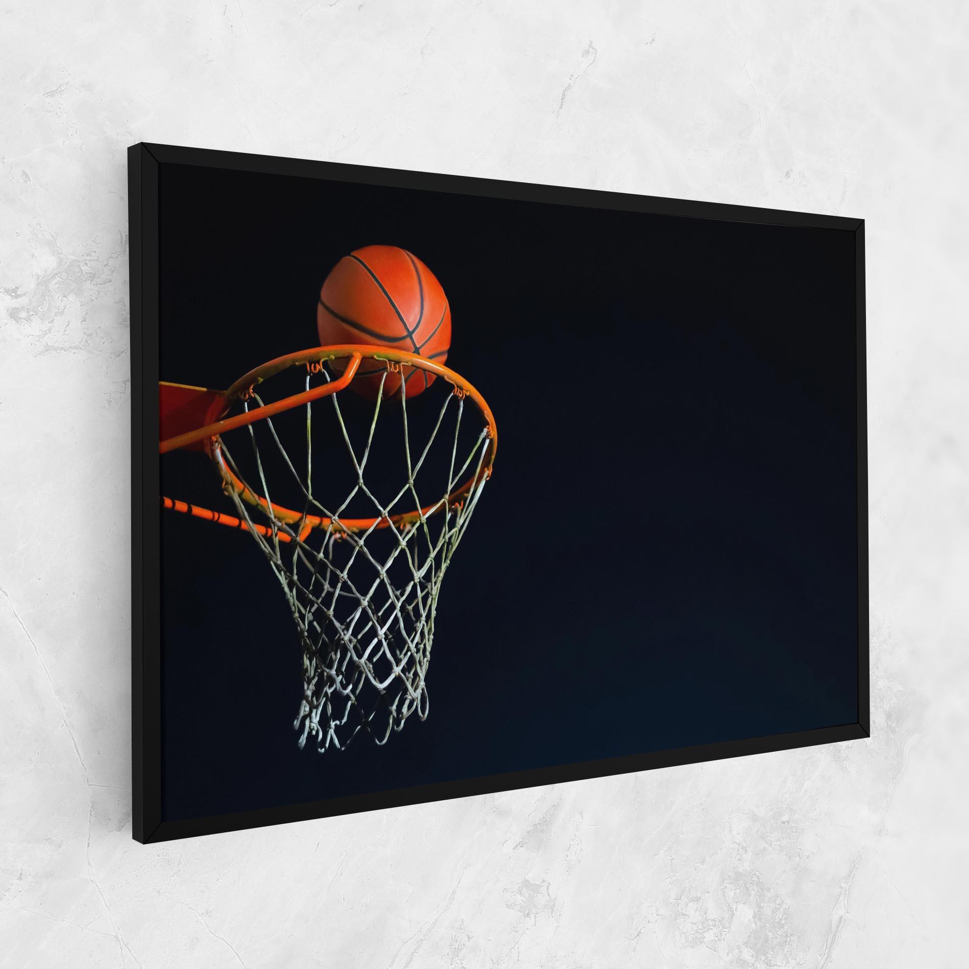 Leinwandbild Basketball Hoop On Black mockup 1