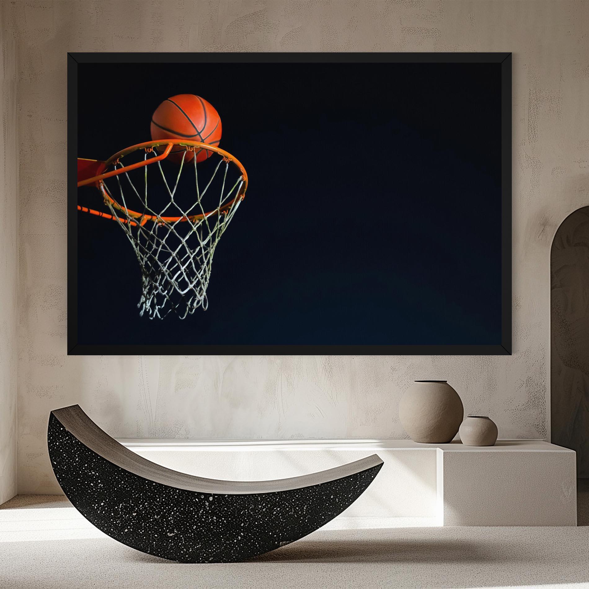 Leinwandbild Basketball Hoop On Black mockup 8
