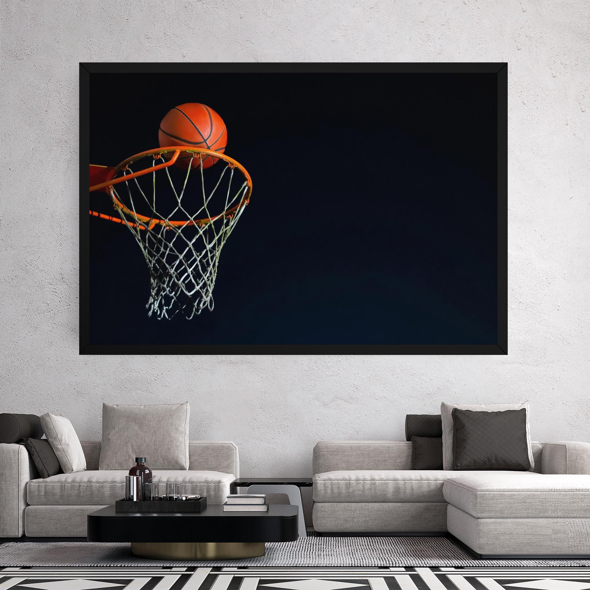 Leinwandbild Basketball Hoop On Black mockup 2