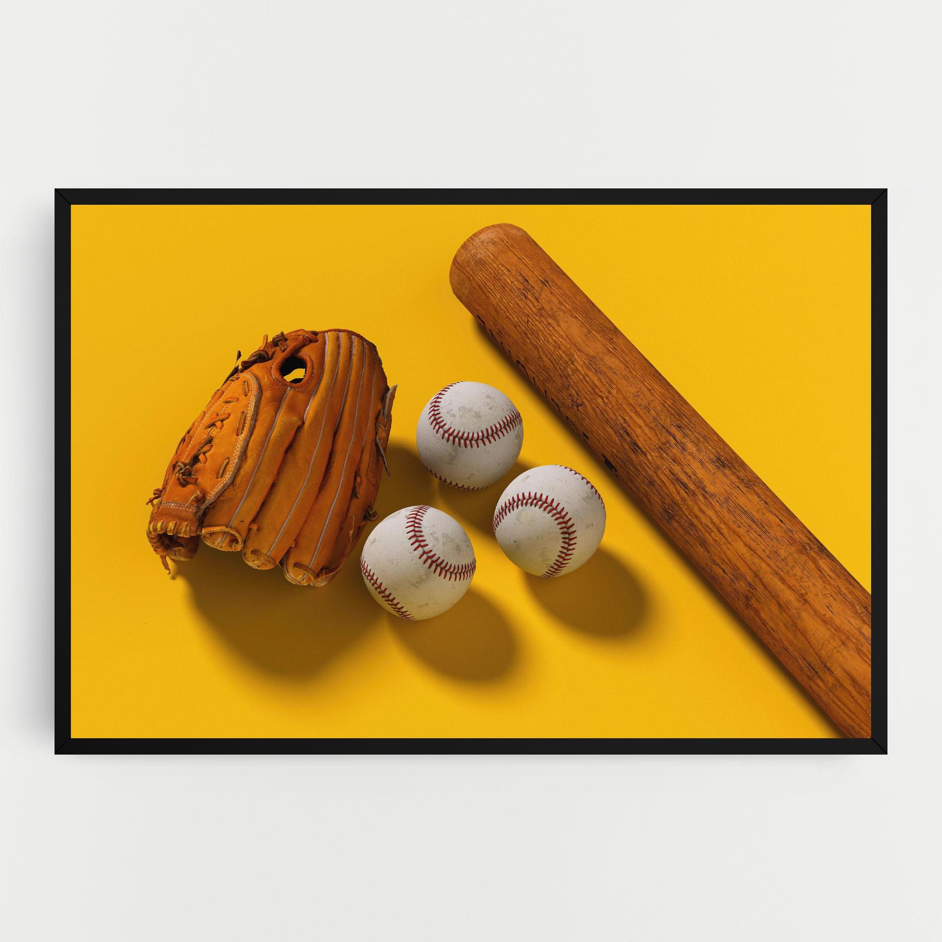 Leinwandbild Baseball Set On Yellow mockup 0