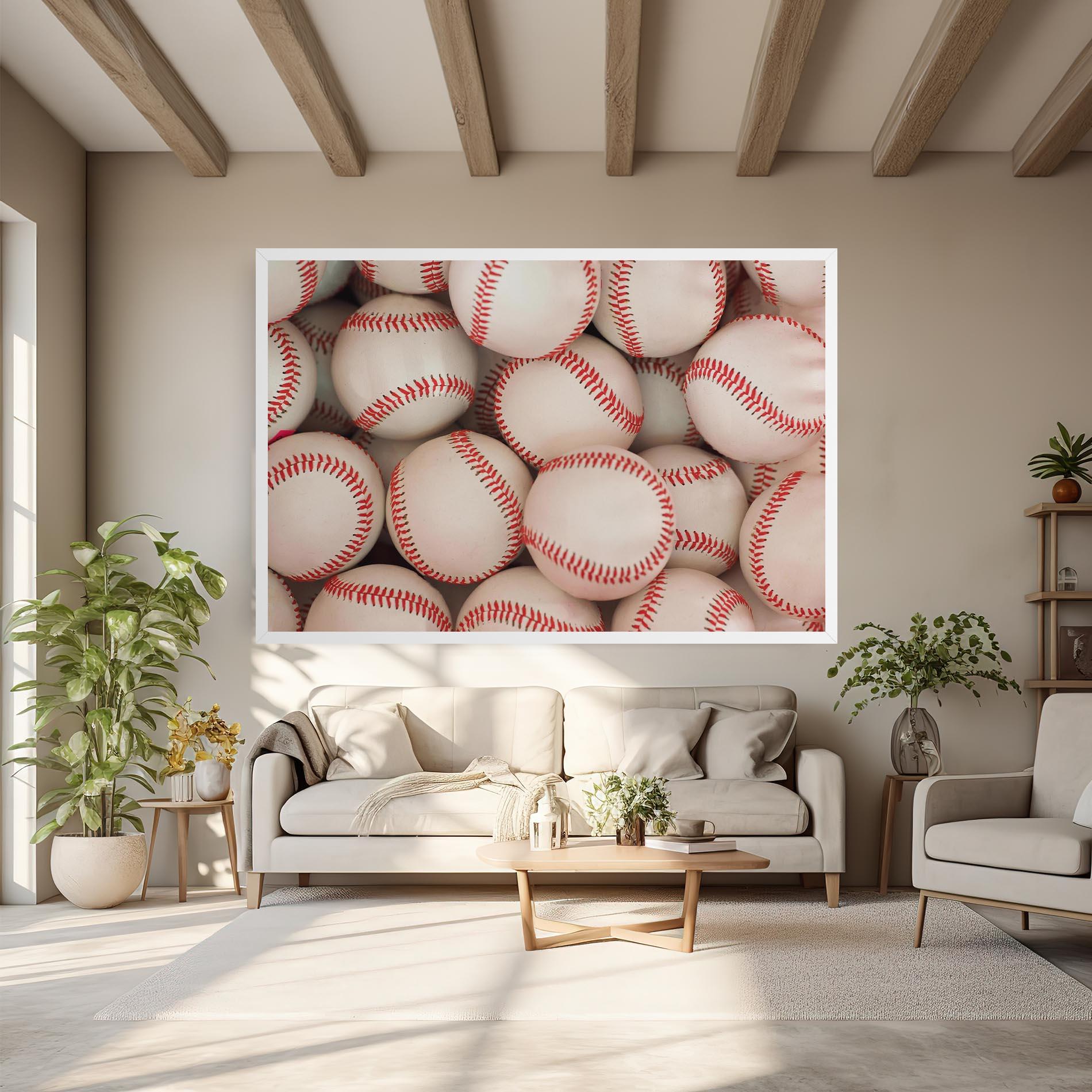 Leinwandbild Baseball Balls Stack mockup 6