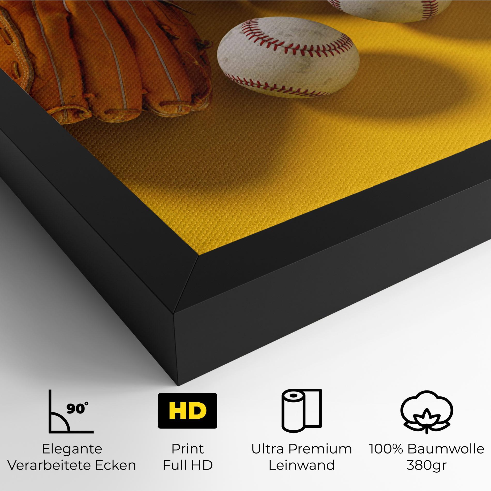 Leinwandbild Baseball Set On Yellow mockup 4