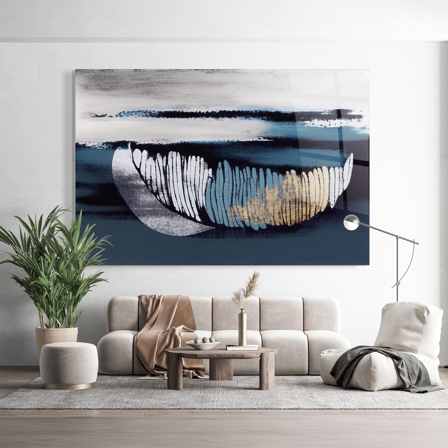 Glasbild Blue Feather mockup 9