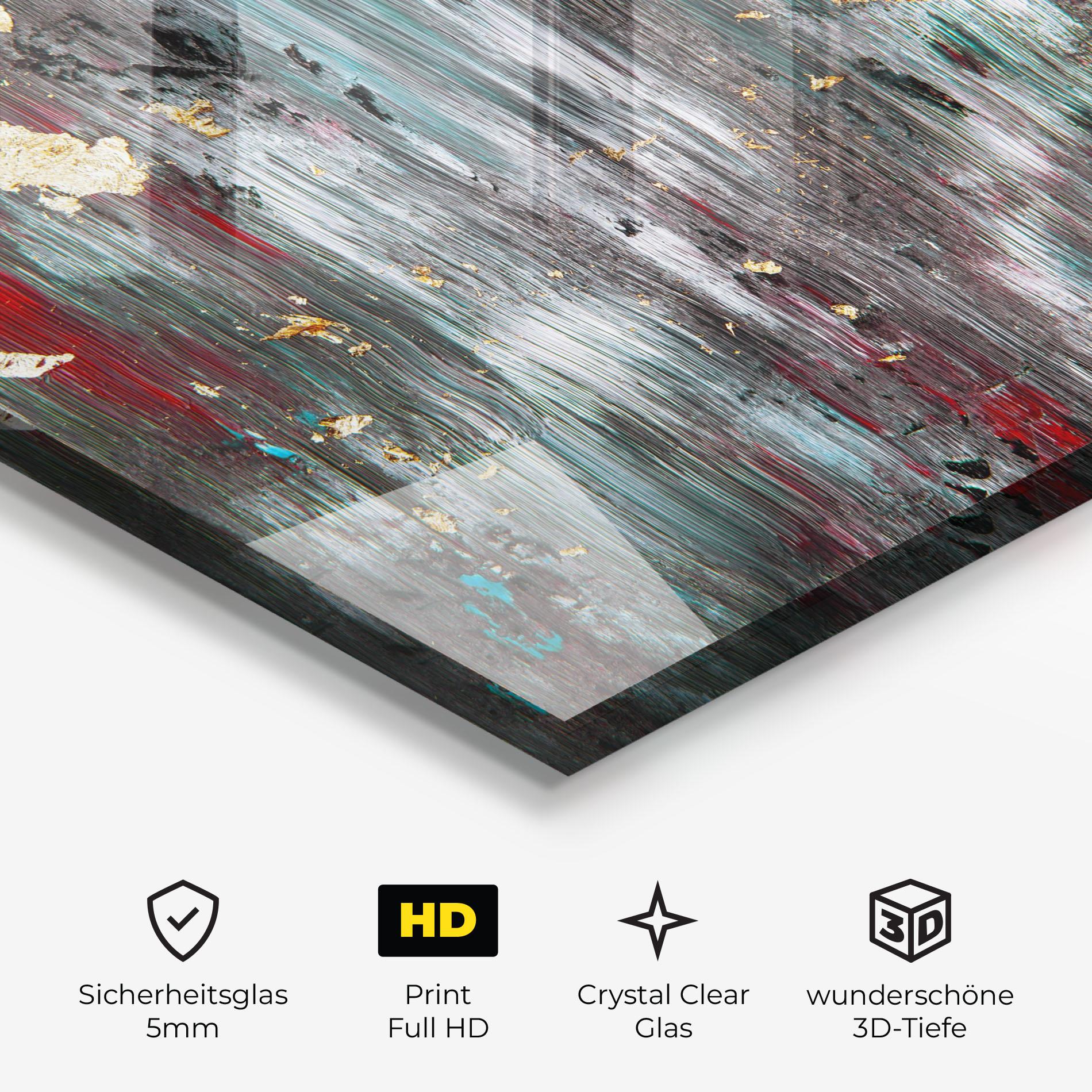 Glasbild Grey With Red Painting mockup 3
