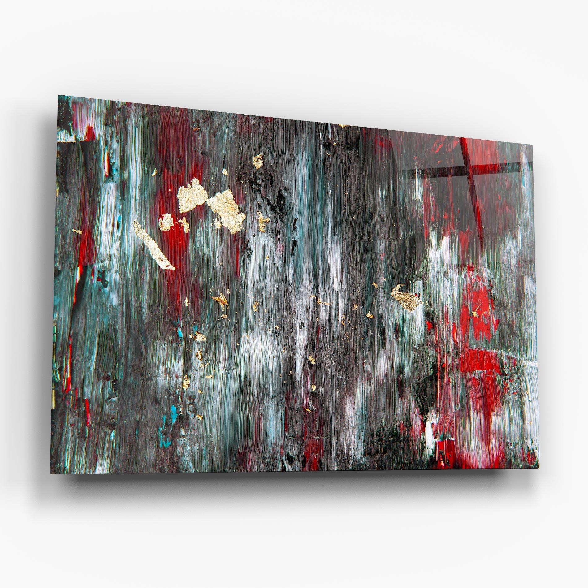 Glasbild Grey With Red Painting mockup 6