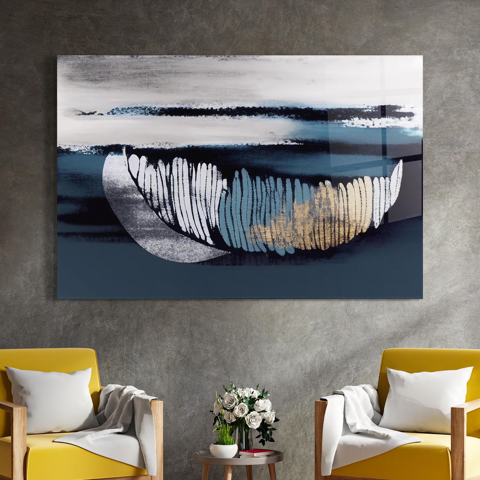 Glasbild Blue Feather mockup 4