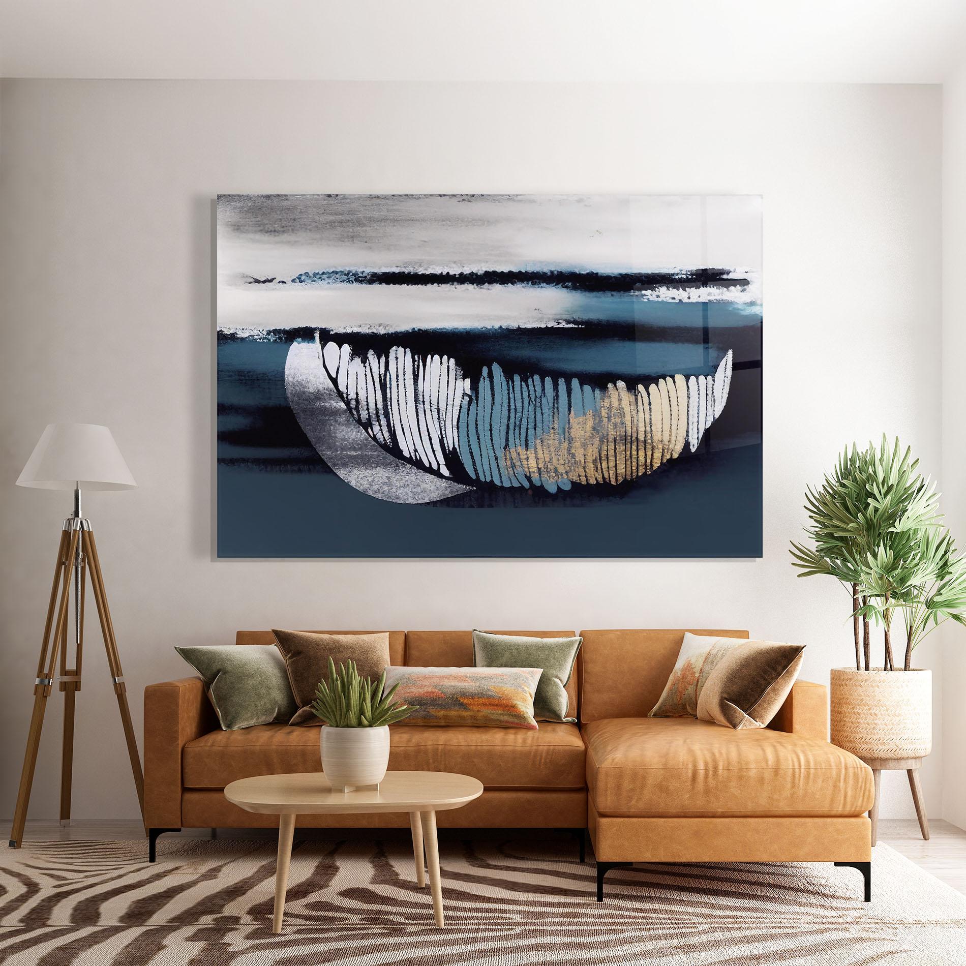 Glasbild Blue Feather mockup 7