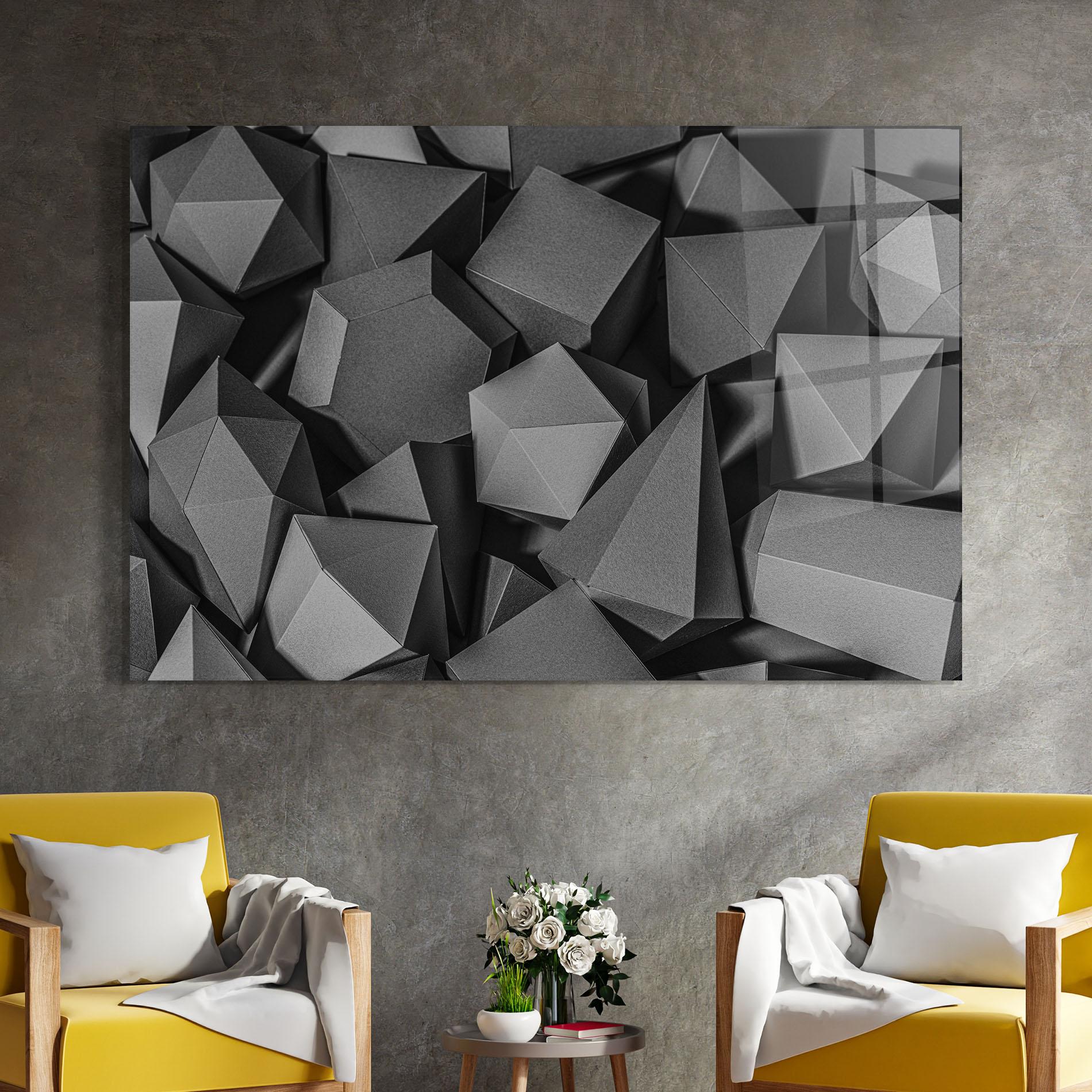 Glasbild Black Geometric Shapes mockup 4