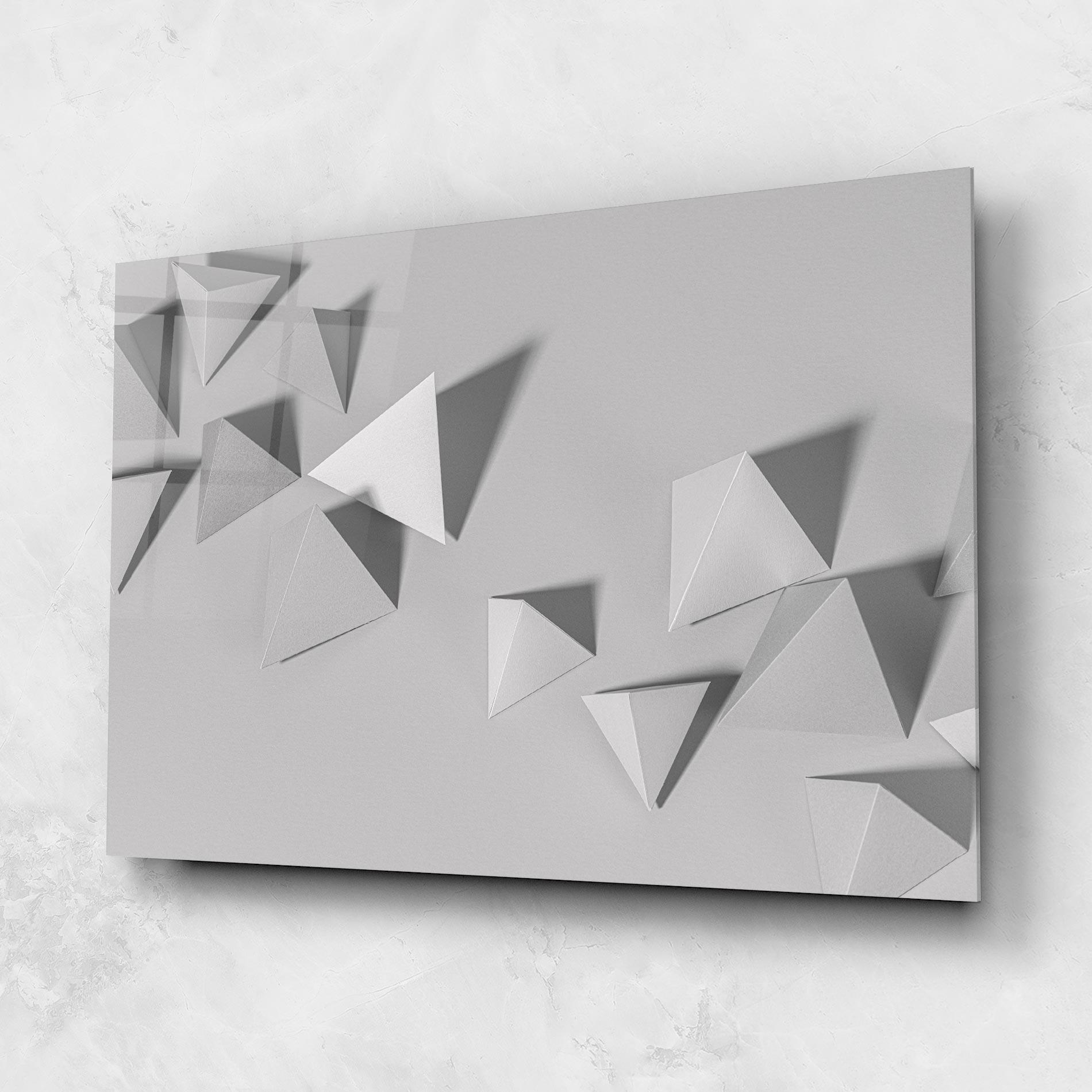 Glasbild 3d White Triangle mockup 1