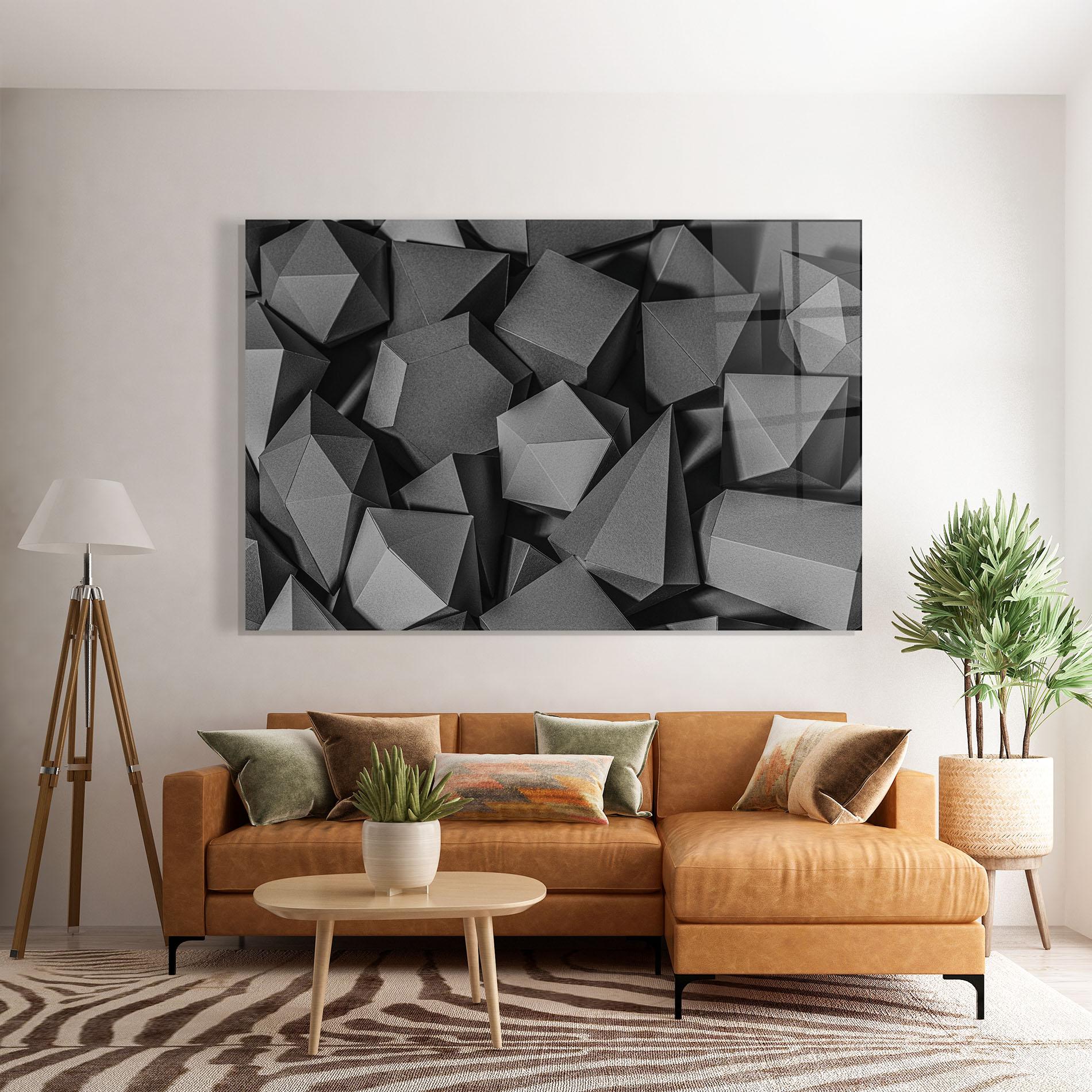 Glasbild Black Geometric Shapes mockup 7