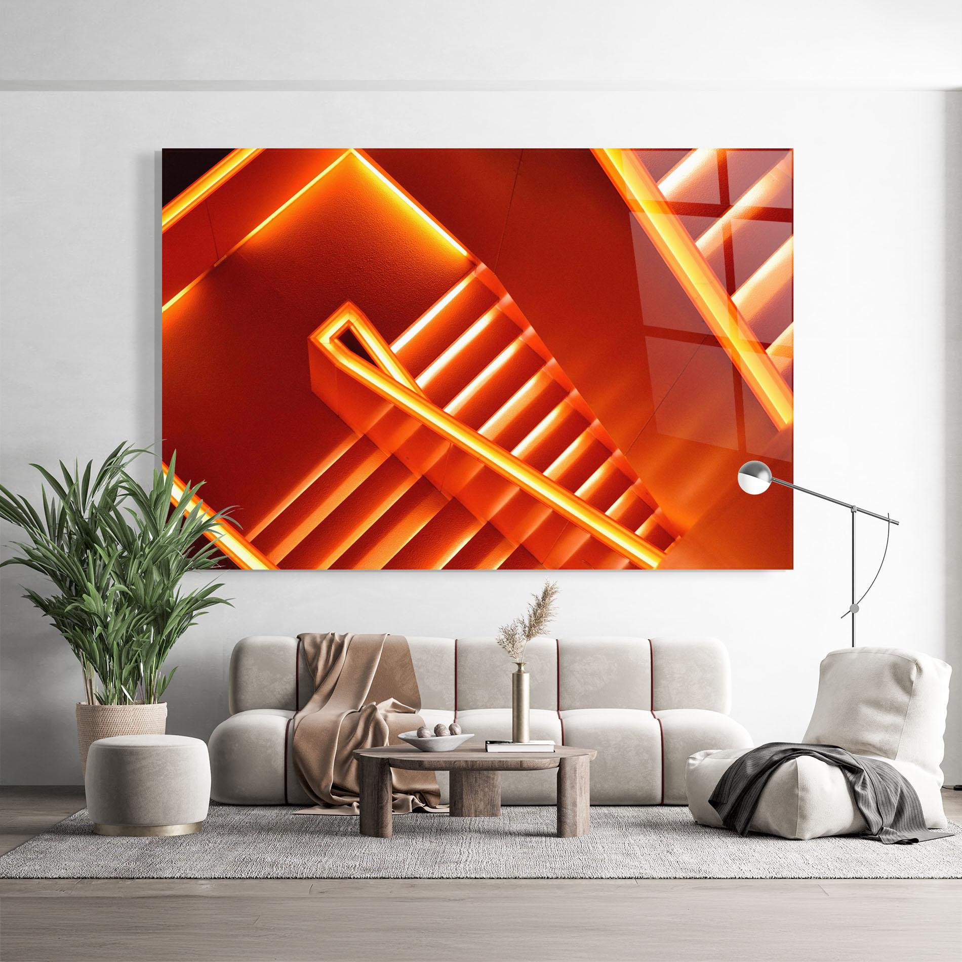 Glasbild Orange Stairs mockup 9