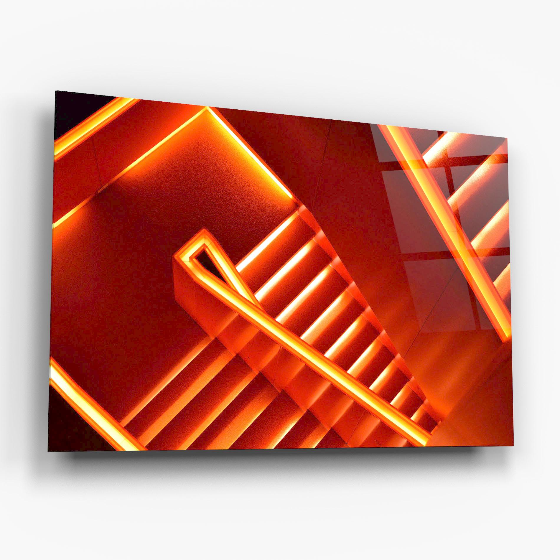 Glasbild Orange Stairs mockup 6