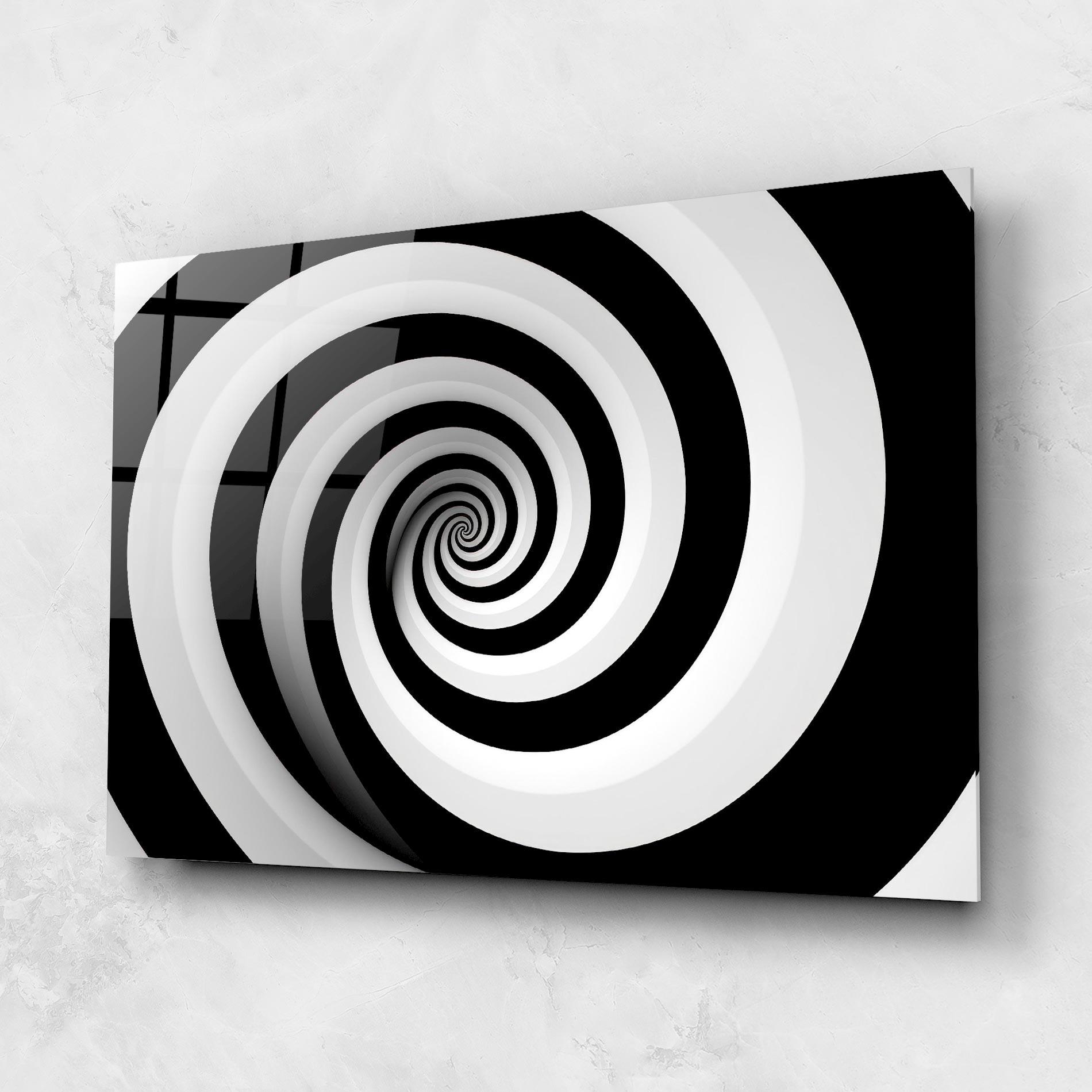Glasbild Black White Spiral mockup 1