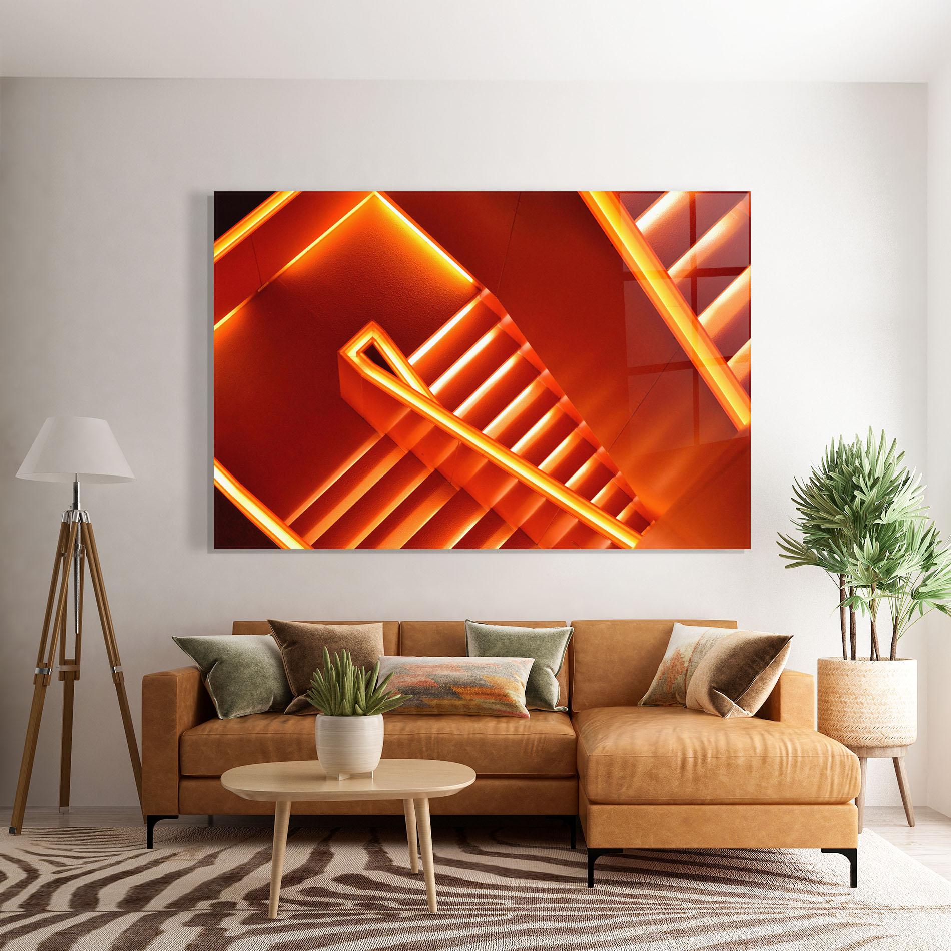 Glasbild Orange Stairs mockup 7
