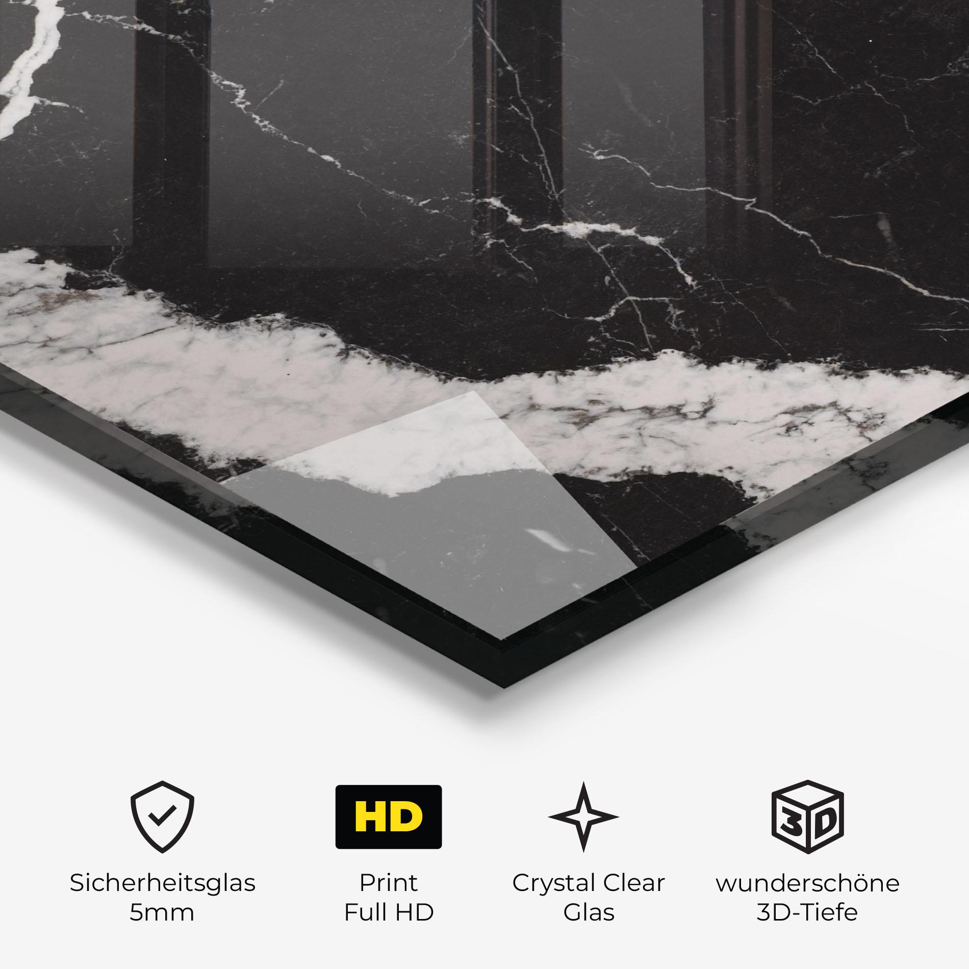 Glasbild Black Marble Light Grey mockup 3