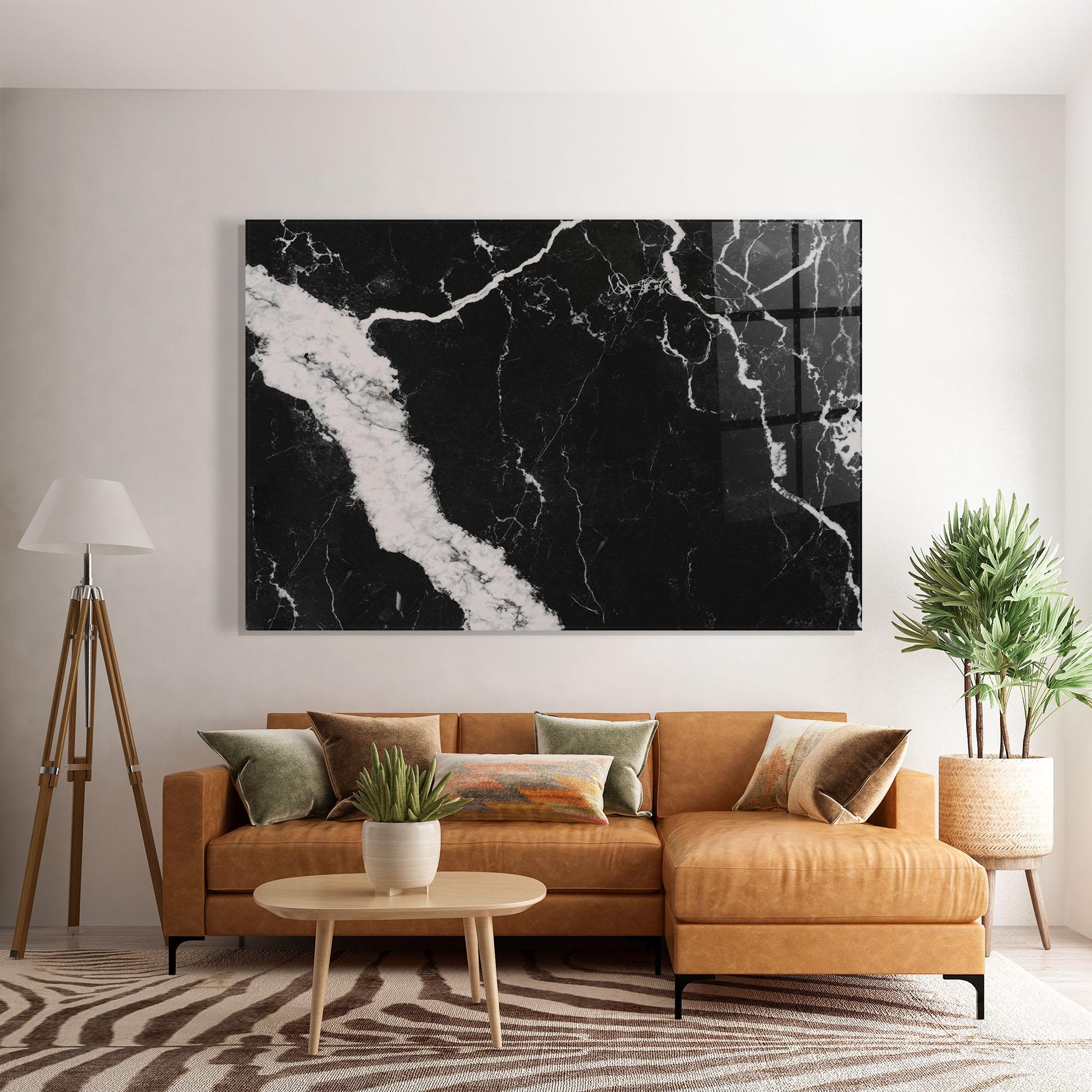 Glasbild Black Marble Light Grey mockup 7