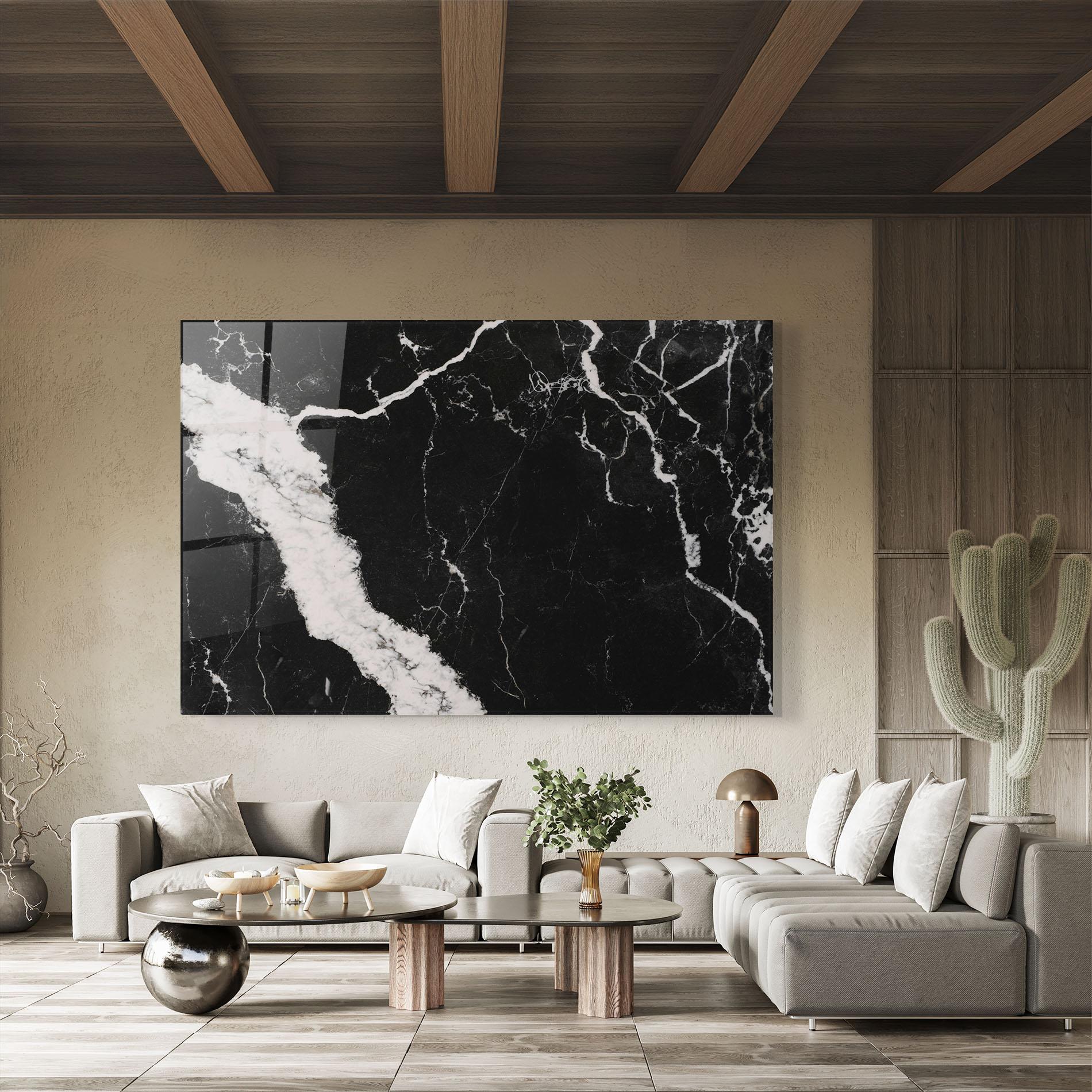 Glasbild Black Marble Light Grey mockup 8