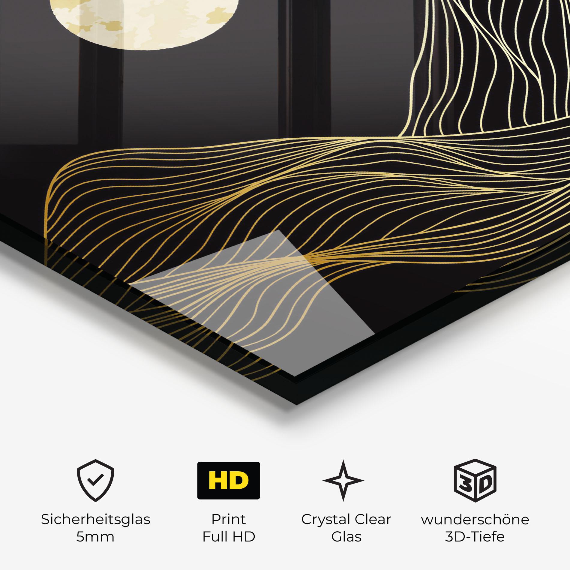 Glasbild Golden Moon mockup 3