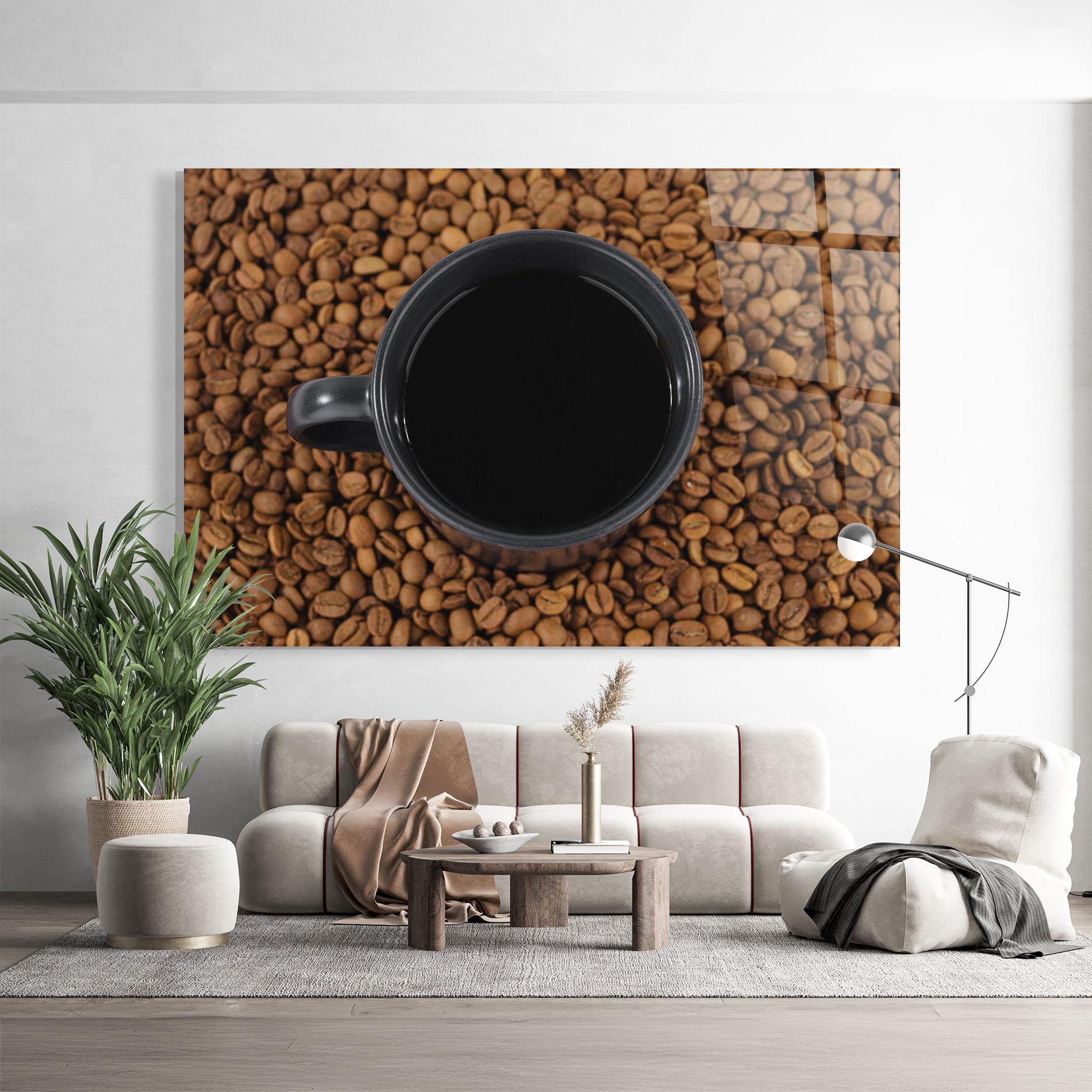 Glasbild Black Cup Of Coffee mockup 9