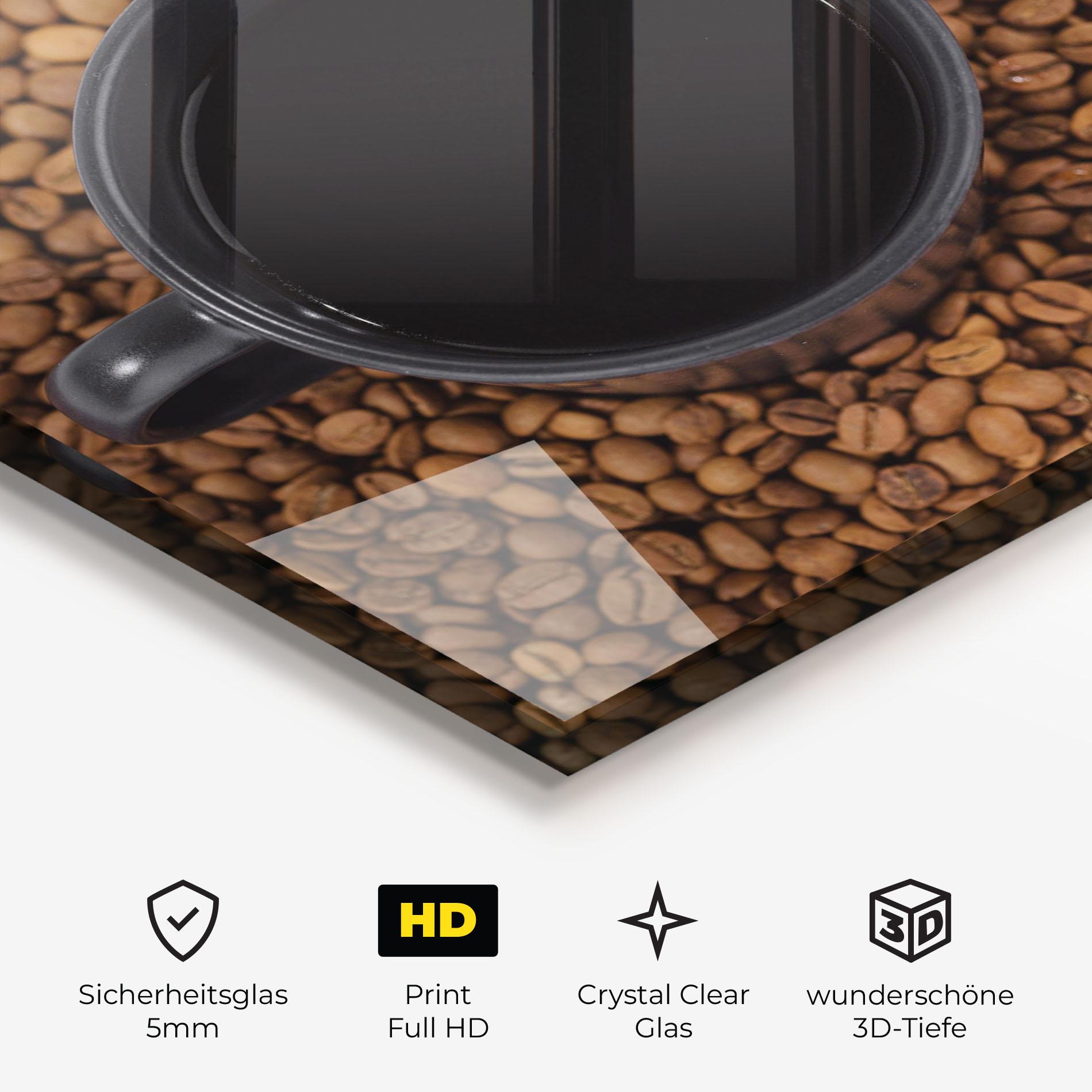 Glasbild Black Cup Of Coffee mockup 3