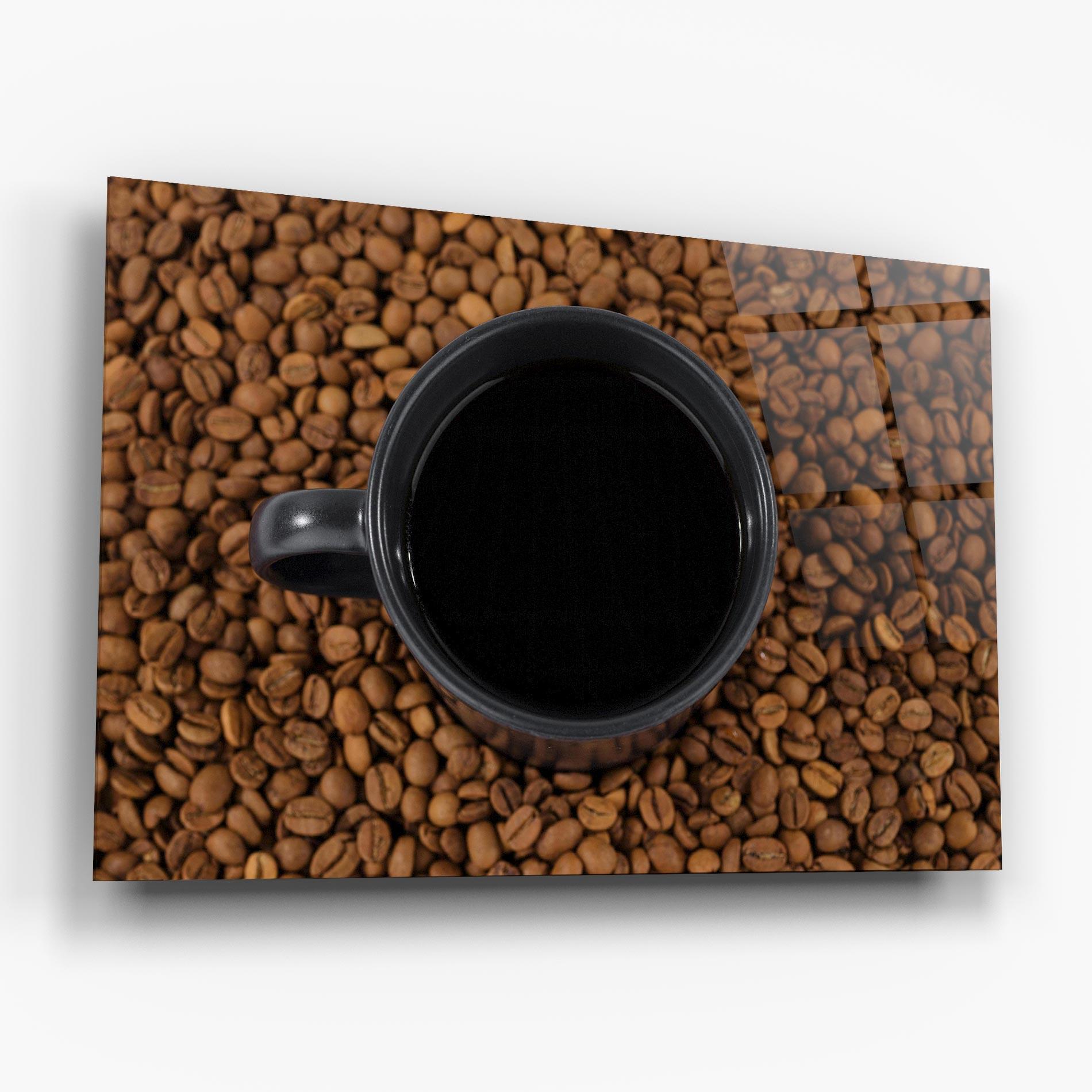 Glasbild Black Cup Of Coffee mockup 6