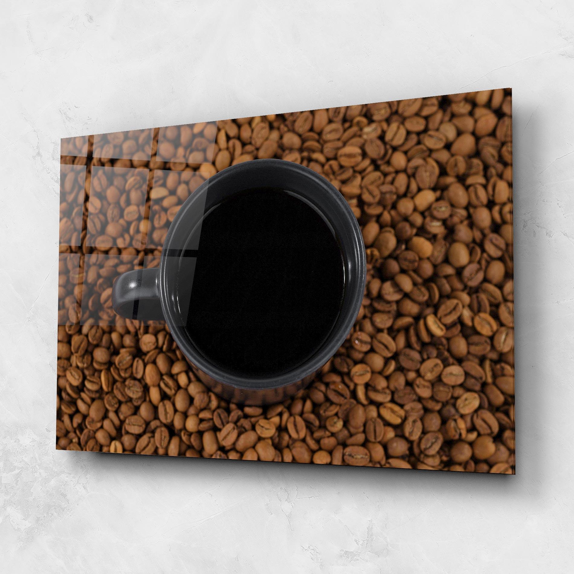 Glasbild Black Cup Of Coffee mockup 1