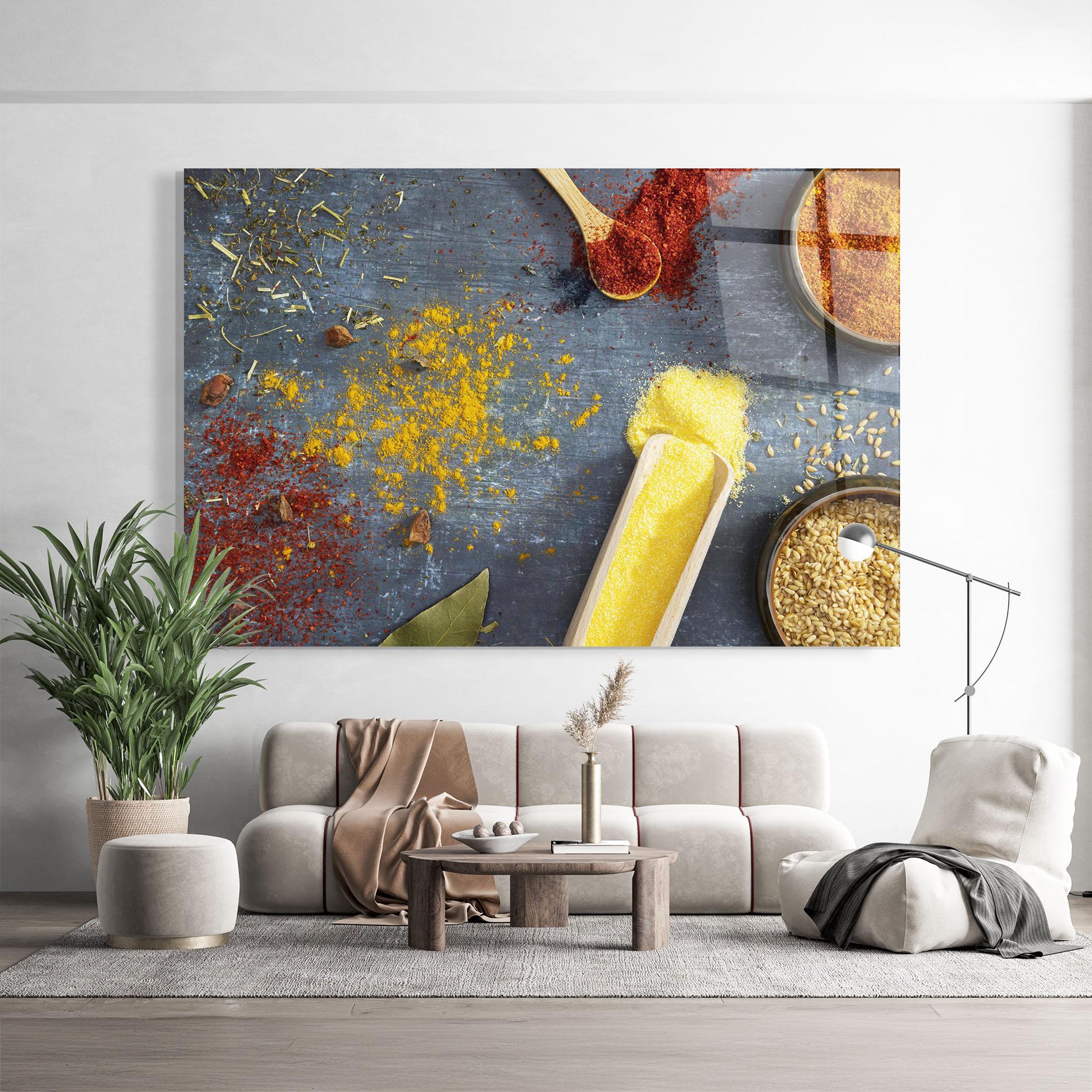 Glasbild Bowls With Spices mockup 9