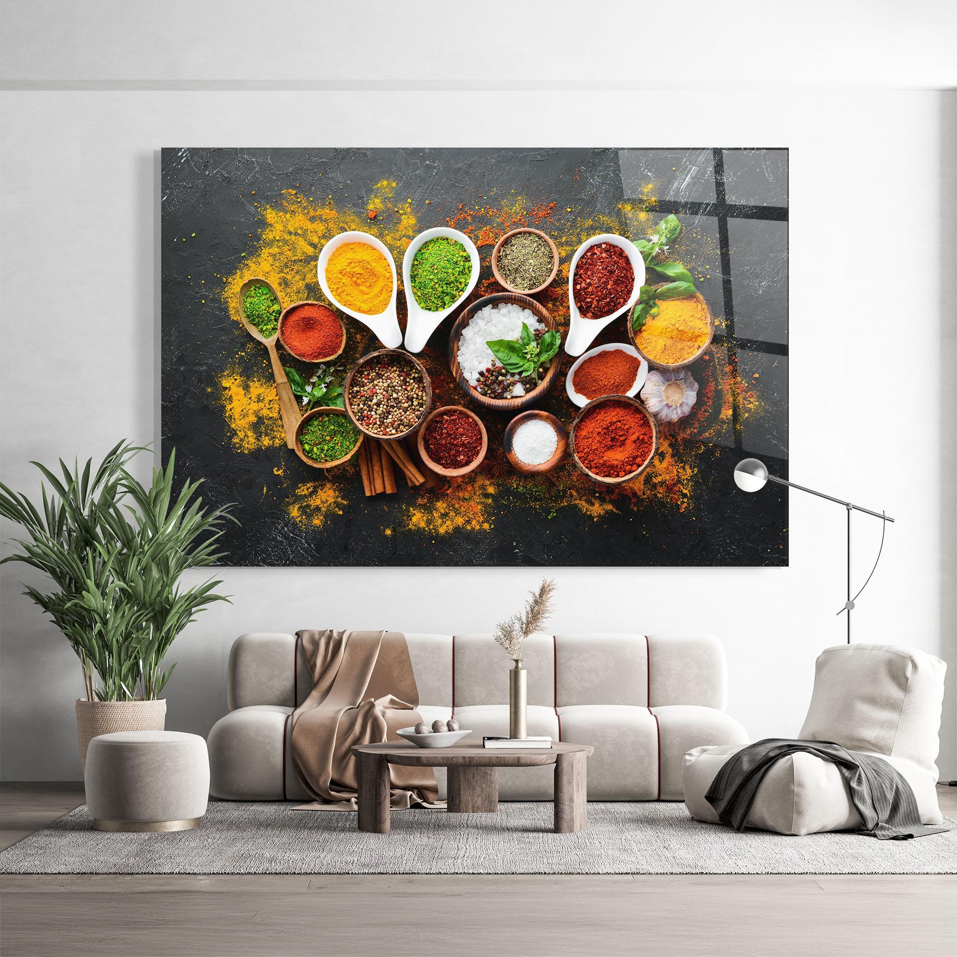 Glasbild Colorful Herbs Spices mockup 9