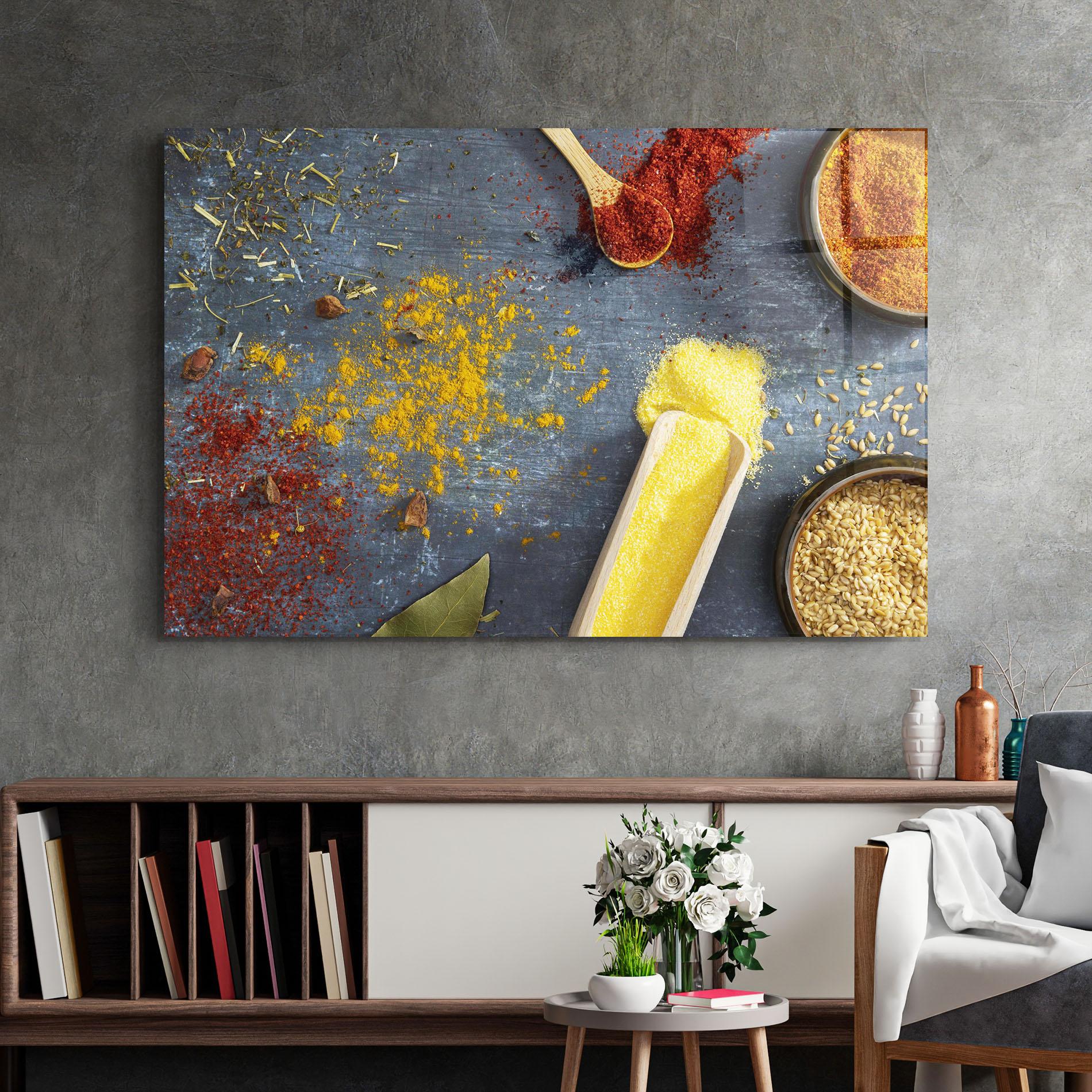 Glasbild Bowls With Spices mockup 2