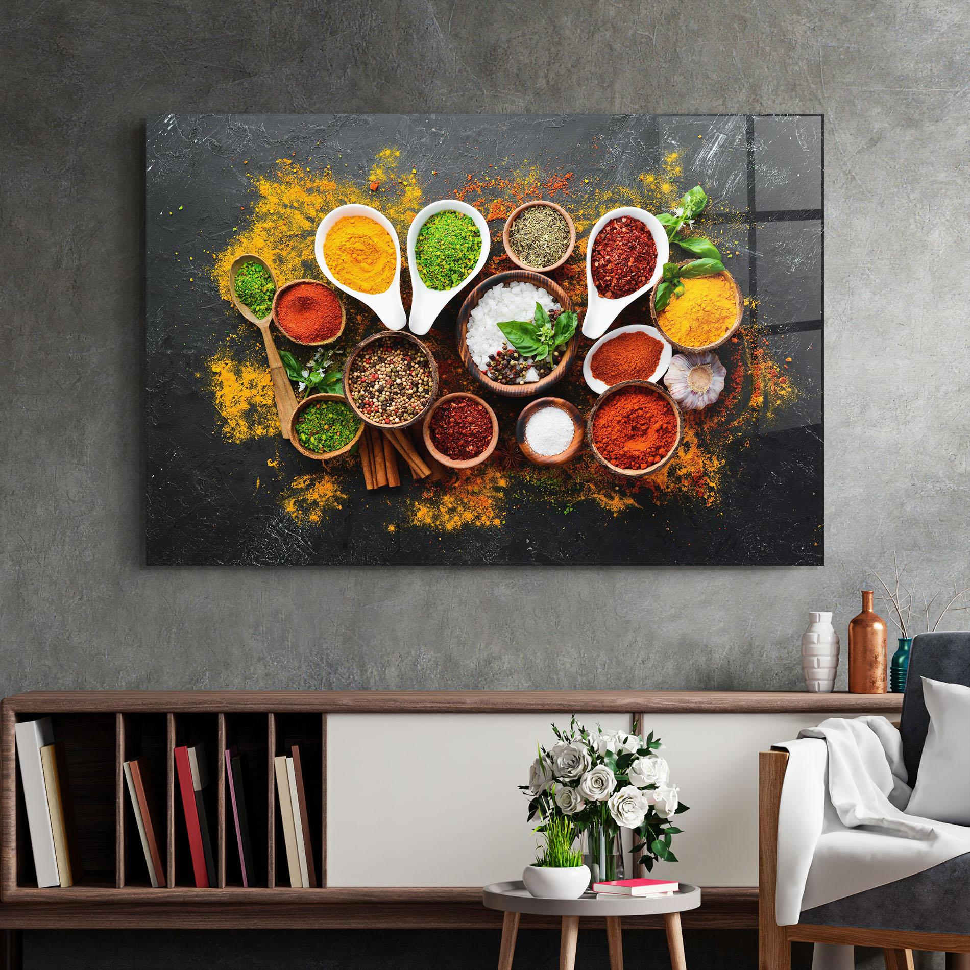 Glasbild Colorful Herbs Spices mockup 2