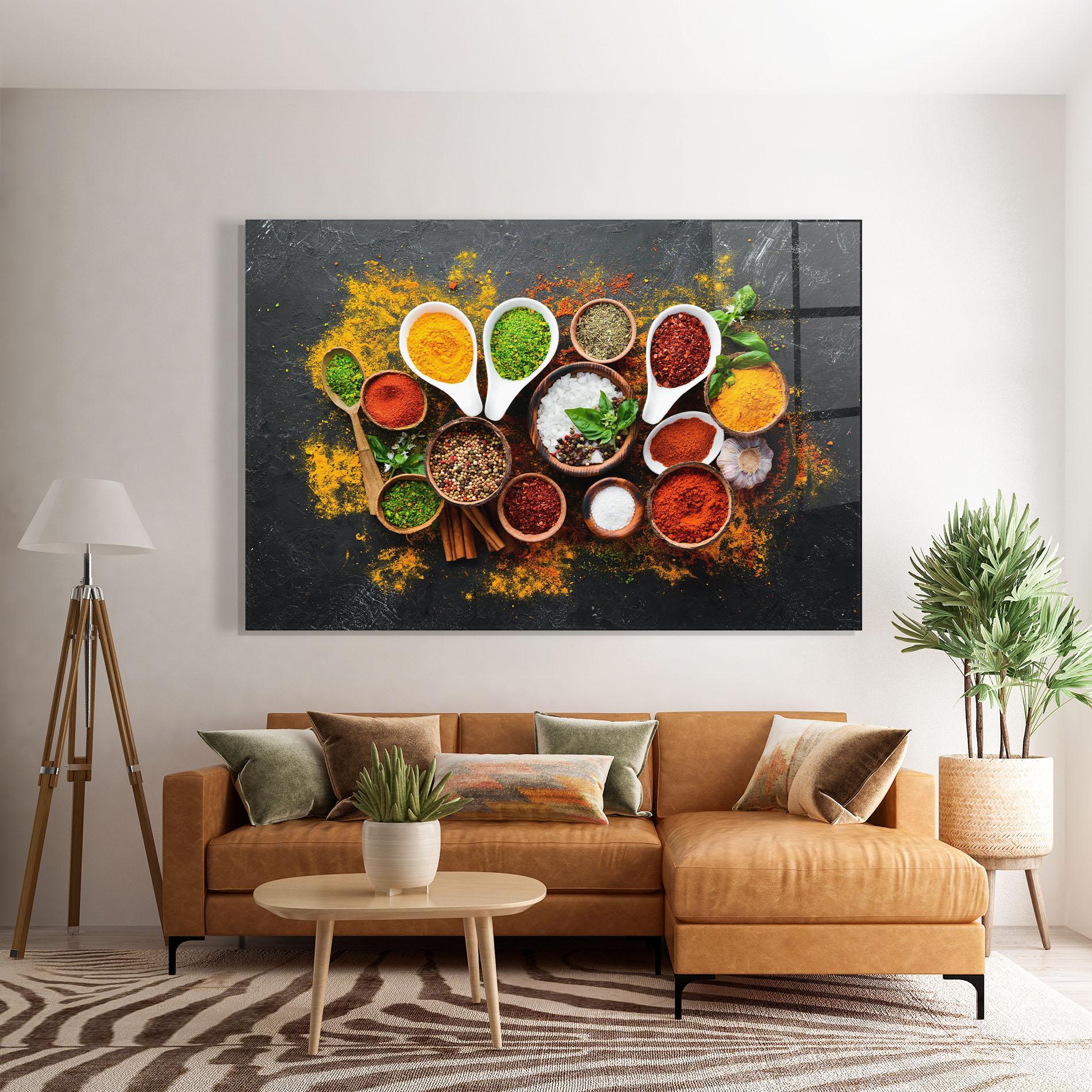 Glasbild Colorful Herbs Spices mockup 7