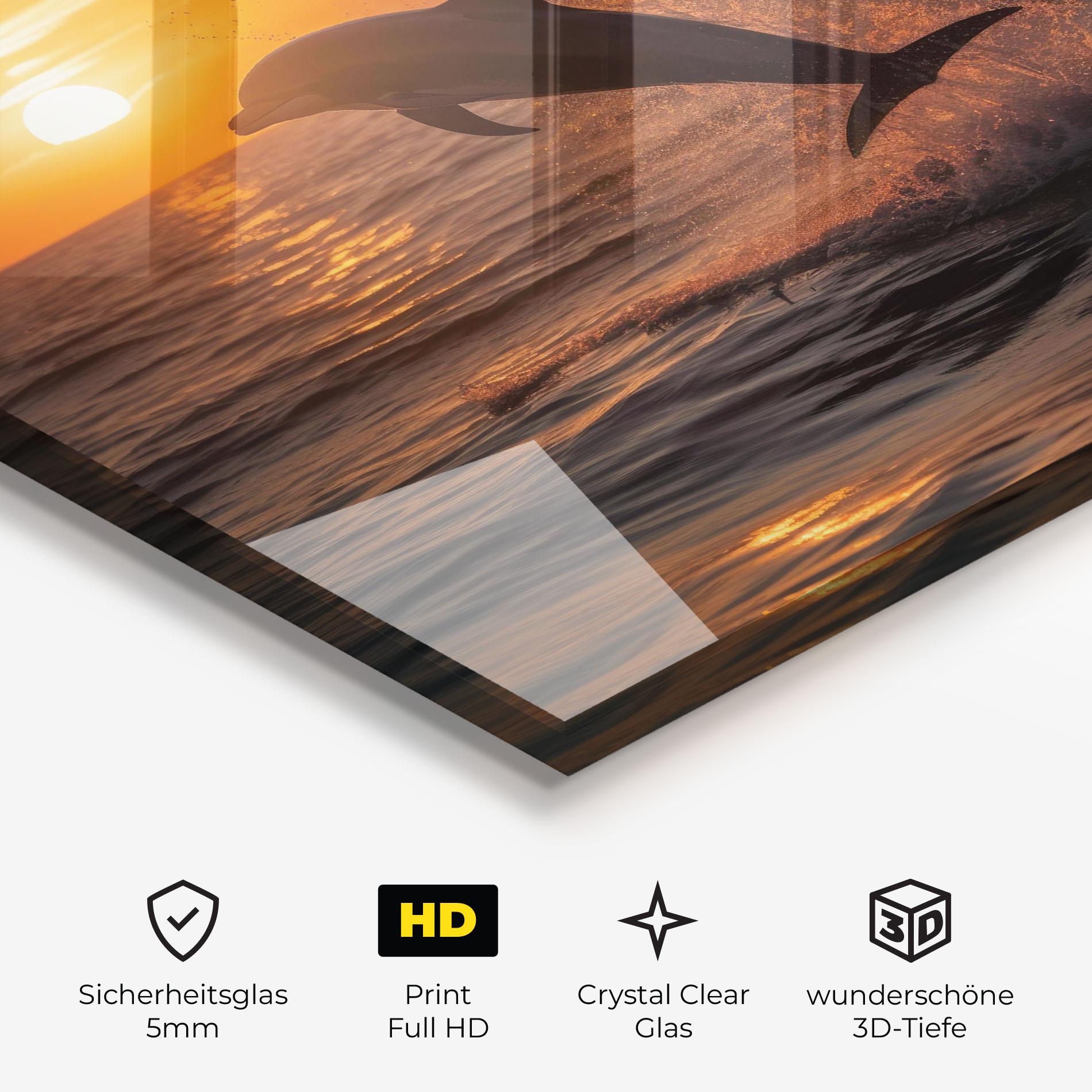 Glasbild Dolphin Jump mockup 3