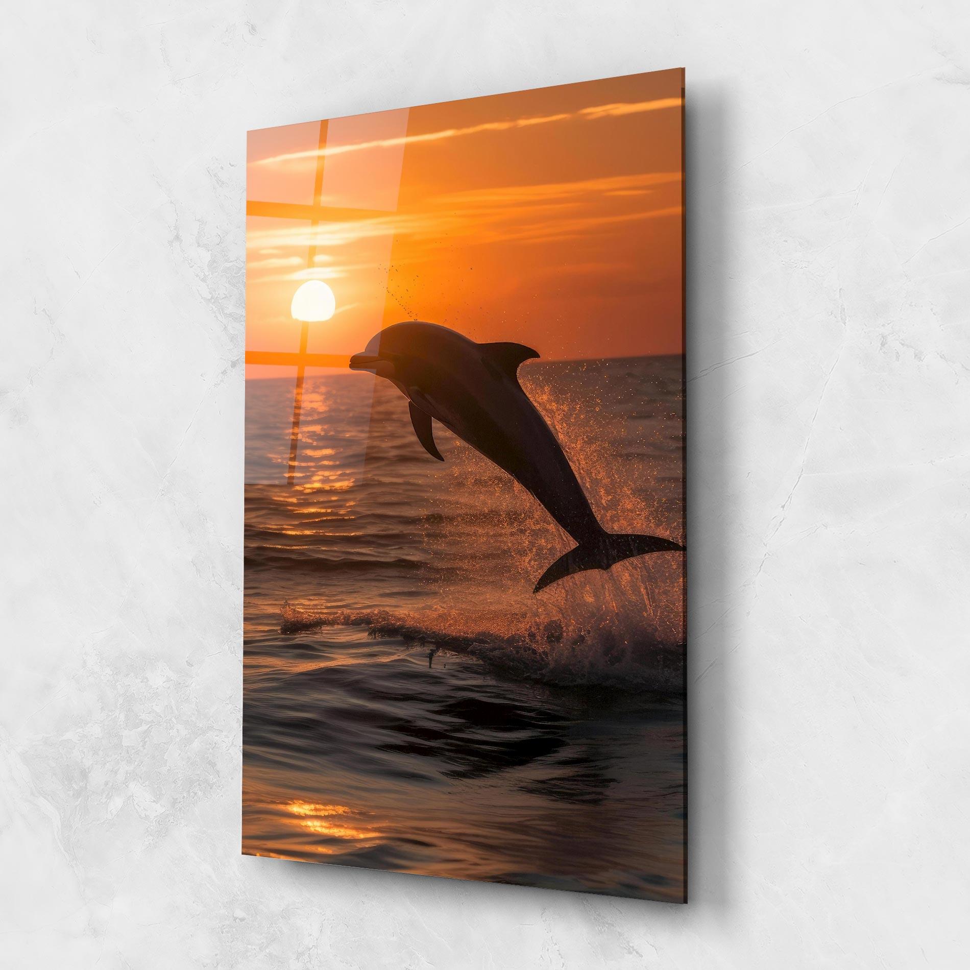 Glasbild Dolphin Jump mockup 1