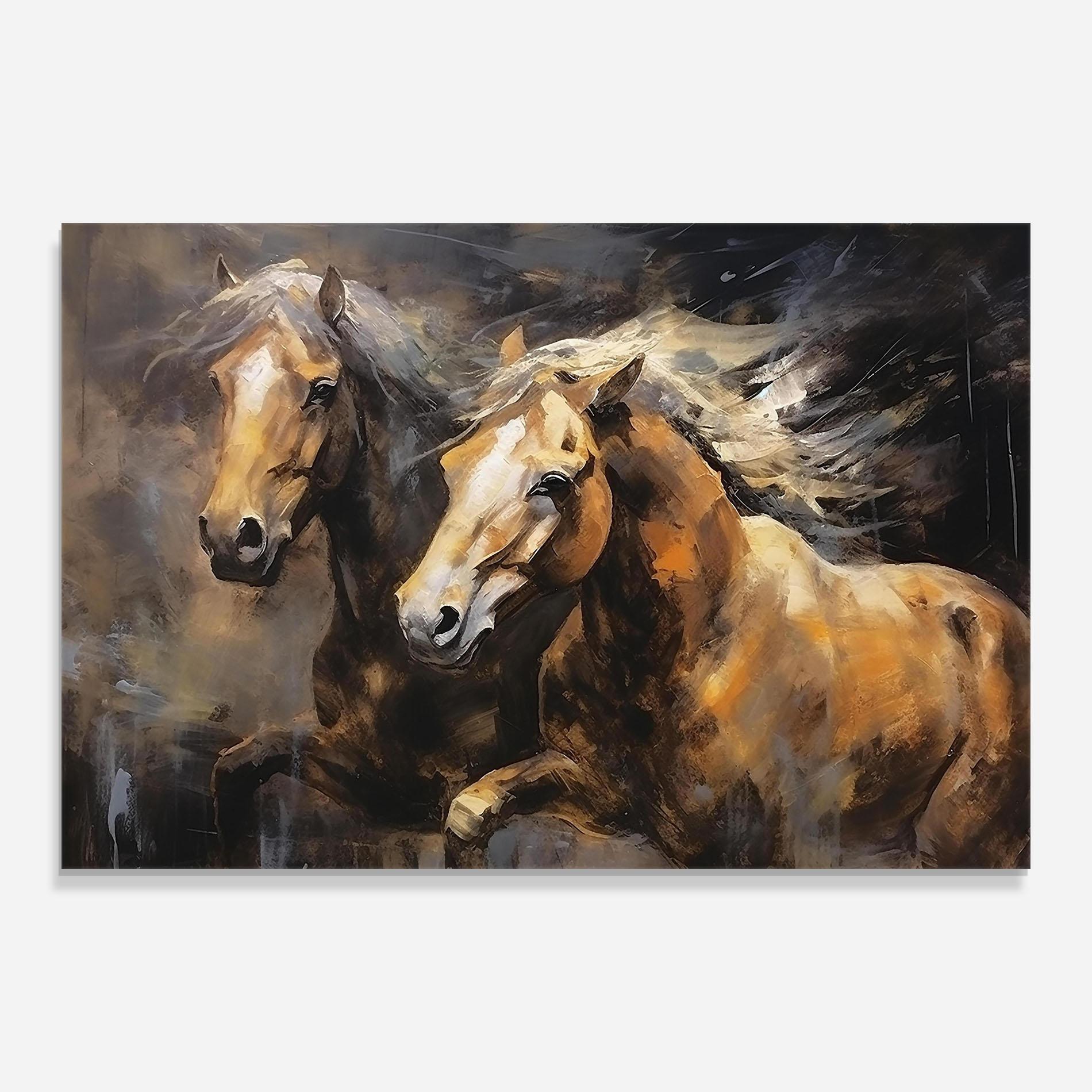 Glasbild Brown Horses Running mockup 0