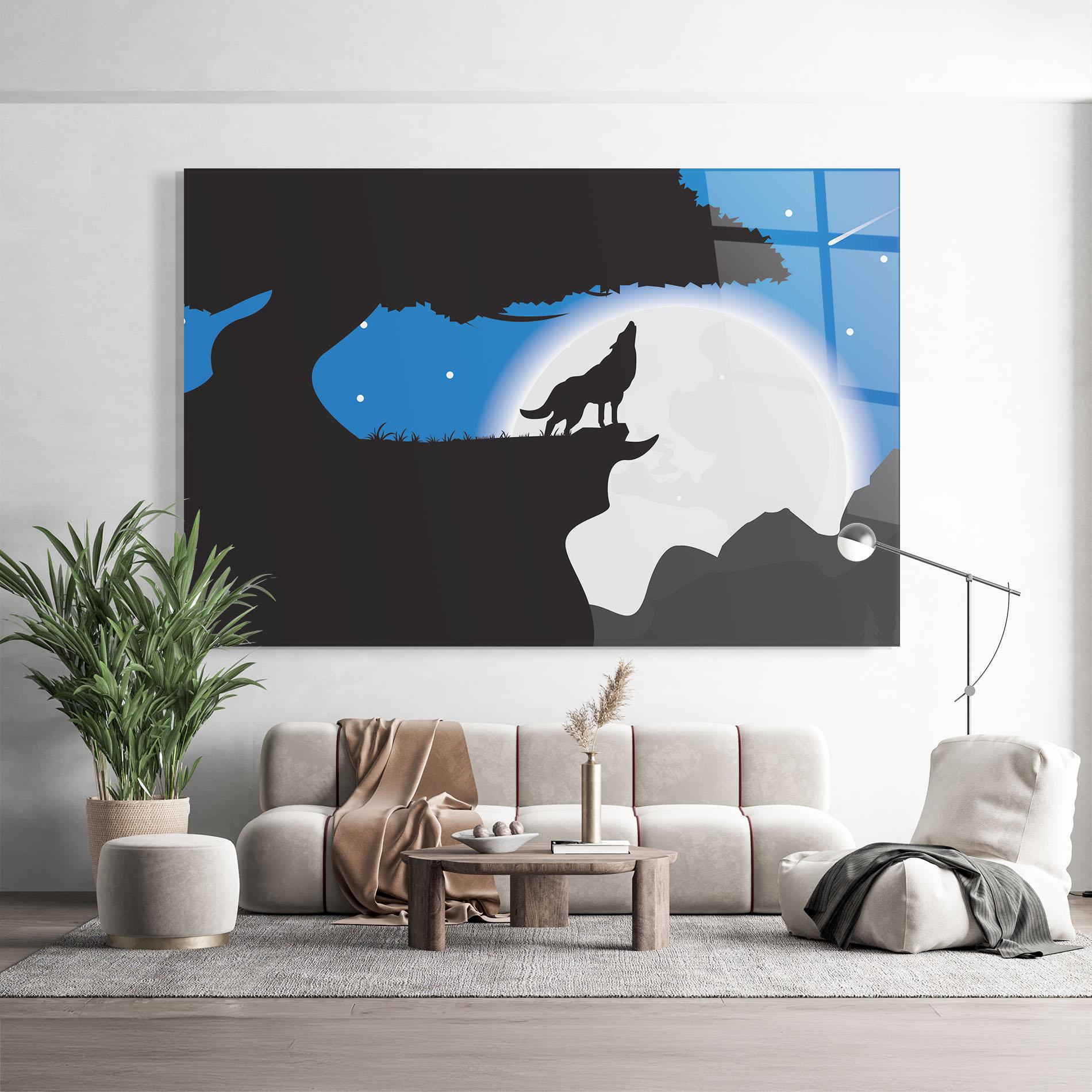 Glasbild Blue Light Wolf mockup 9