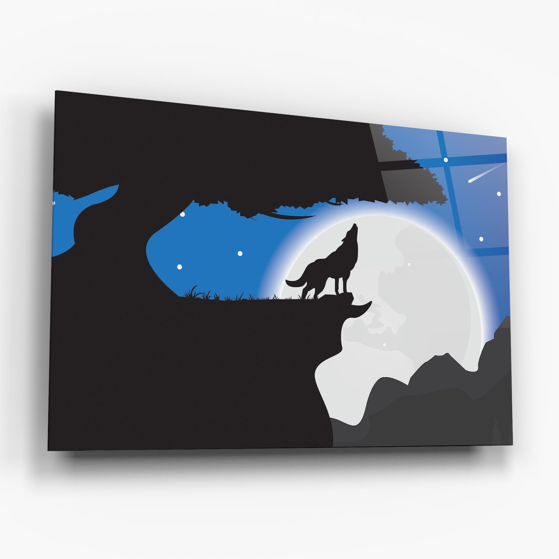 Glasbild Blue Light Wolf mockup 6