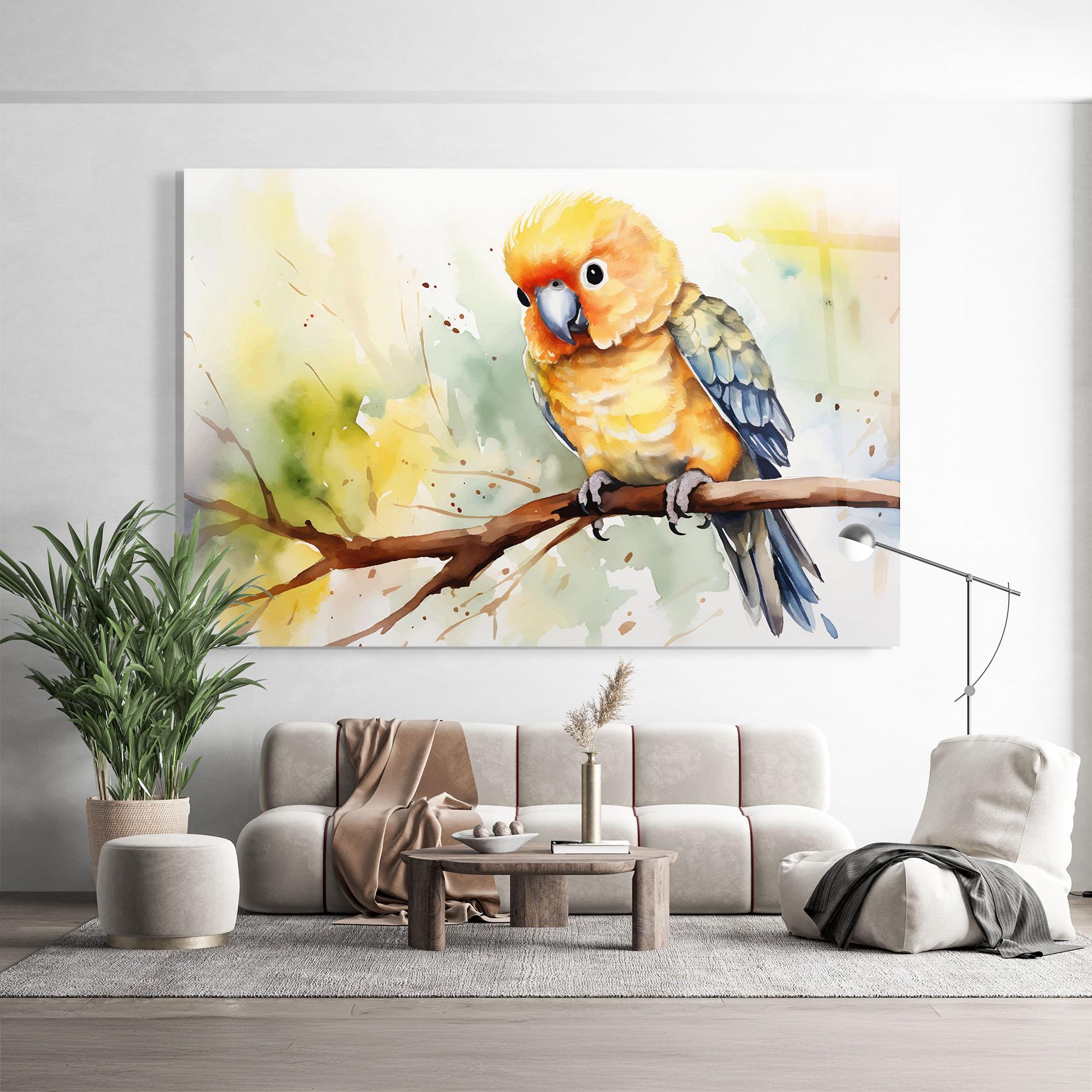 Glasbild Cute Baby Parrot mockup 9