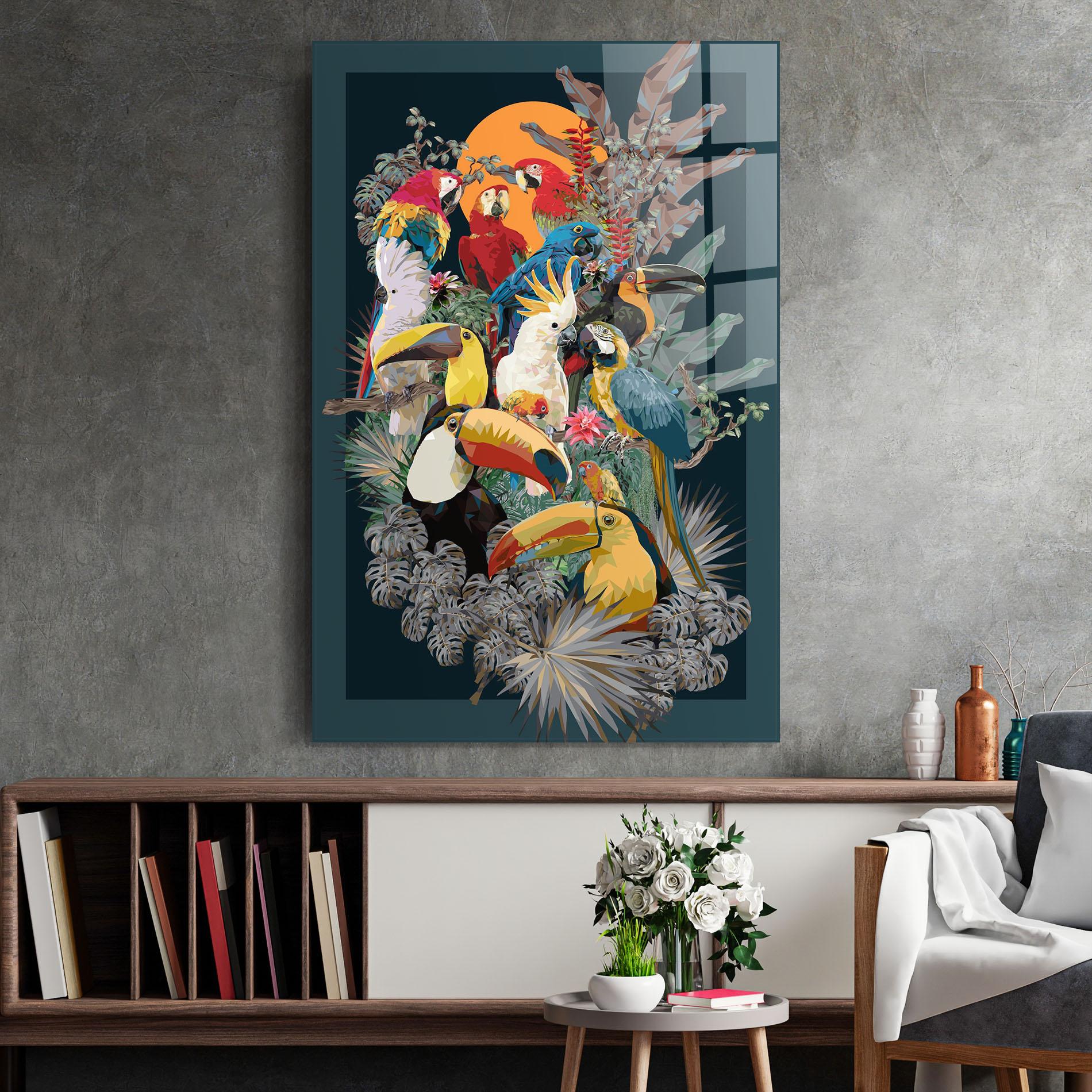 Glasbild Birds And Plants mockup 2