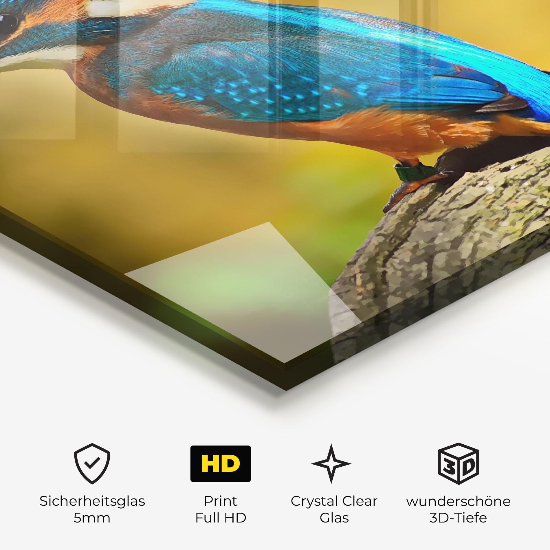 Glasbild Cute Blue Bird mockup 3