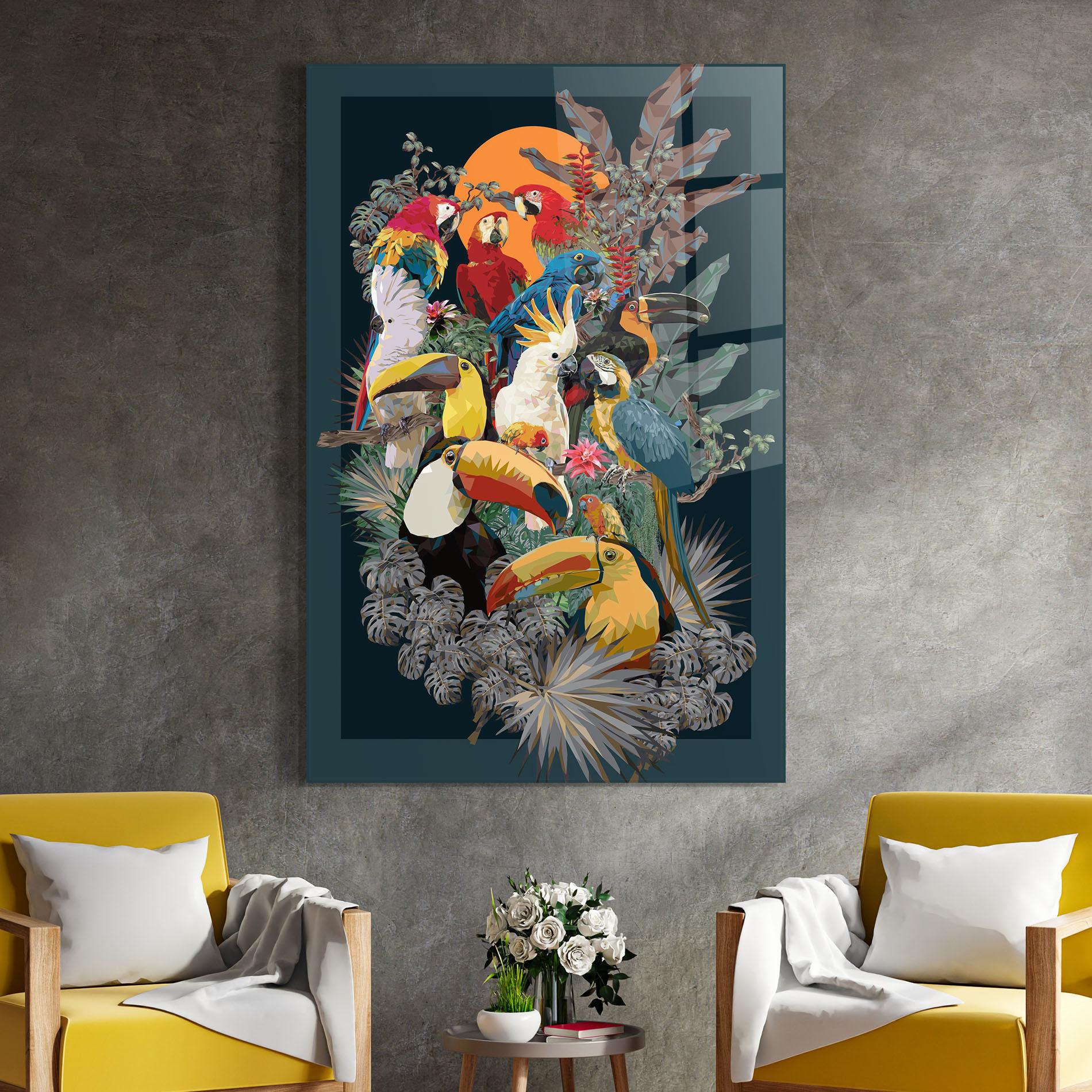 Glasbild Birds And Plants mockup 4